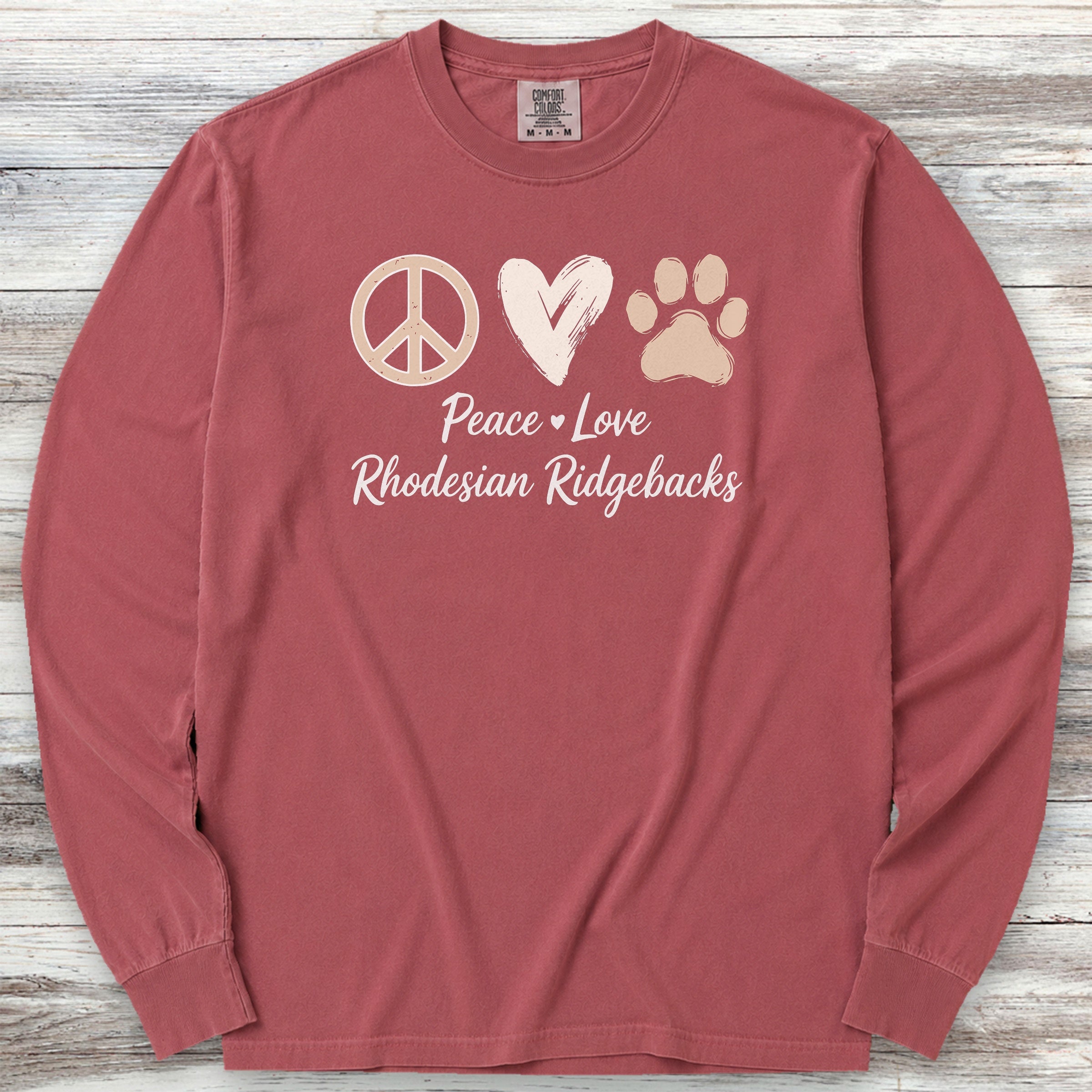 Rhodesian Ridgeback Peace Long Sleeve Tee - Brick
