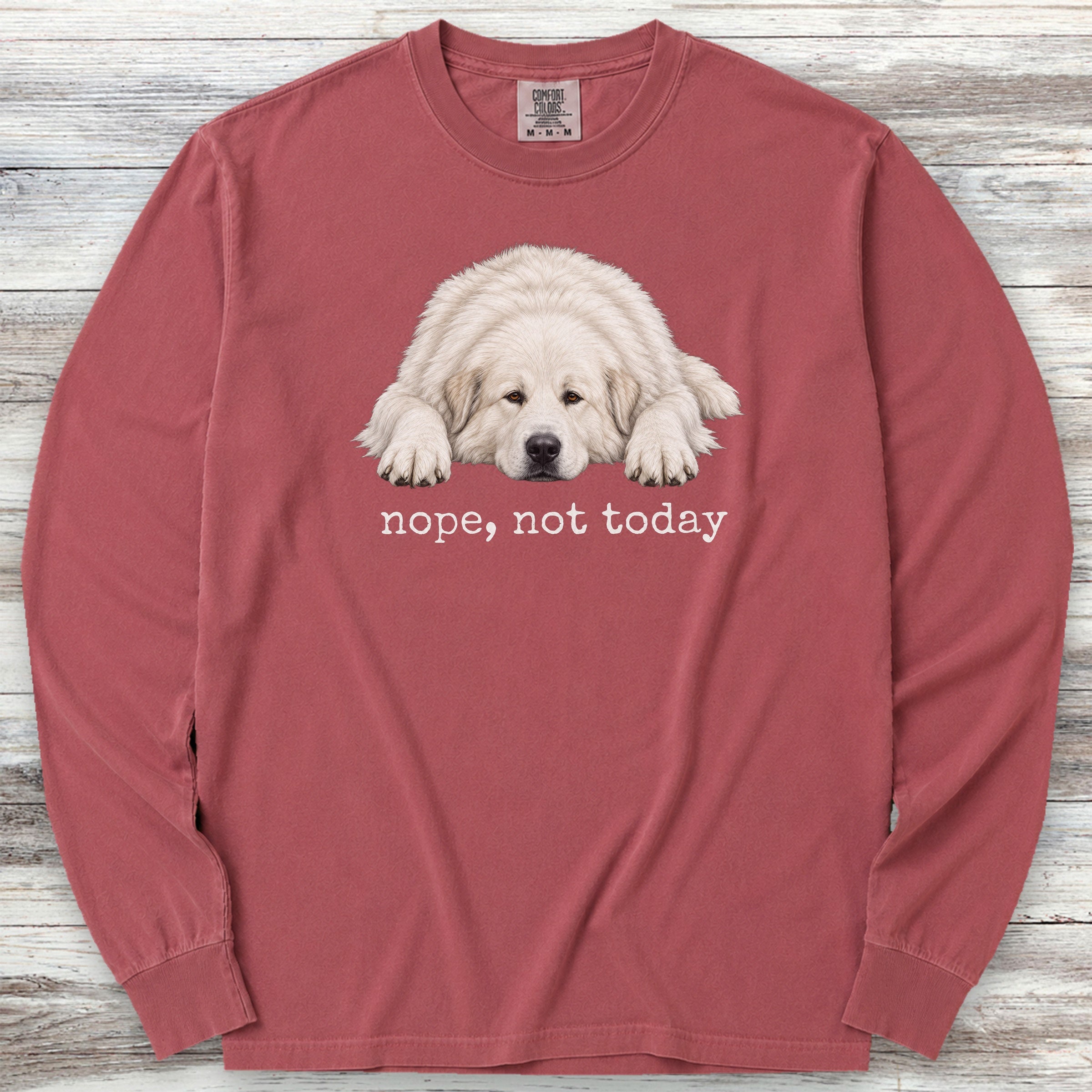 Great Pyrenees Nope Long Sleeve Tee - Brick