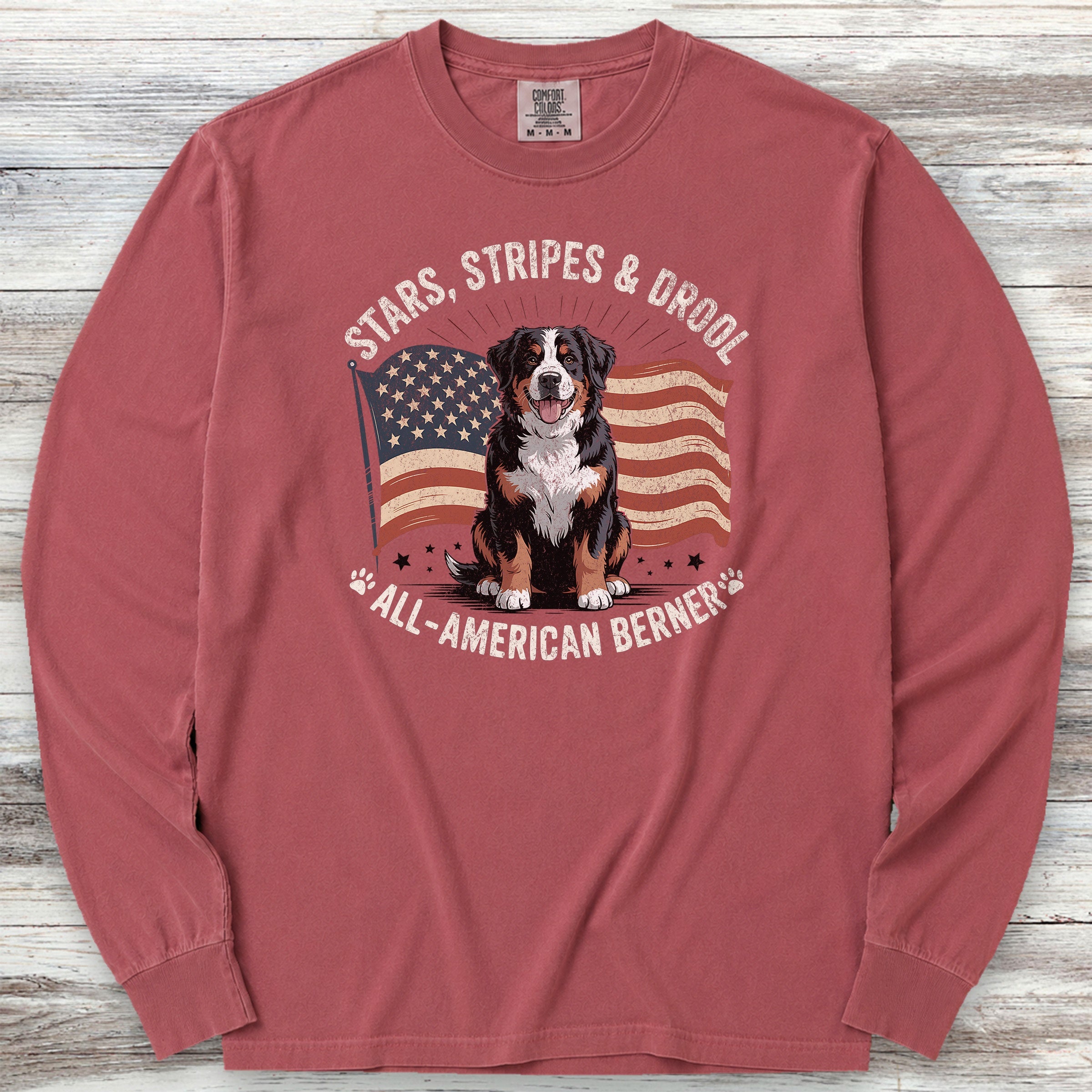 Bernese Mountain Dog All American Long Sleeve Tee - Brick