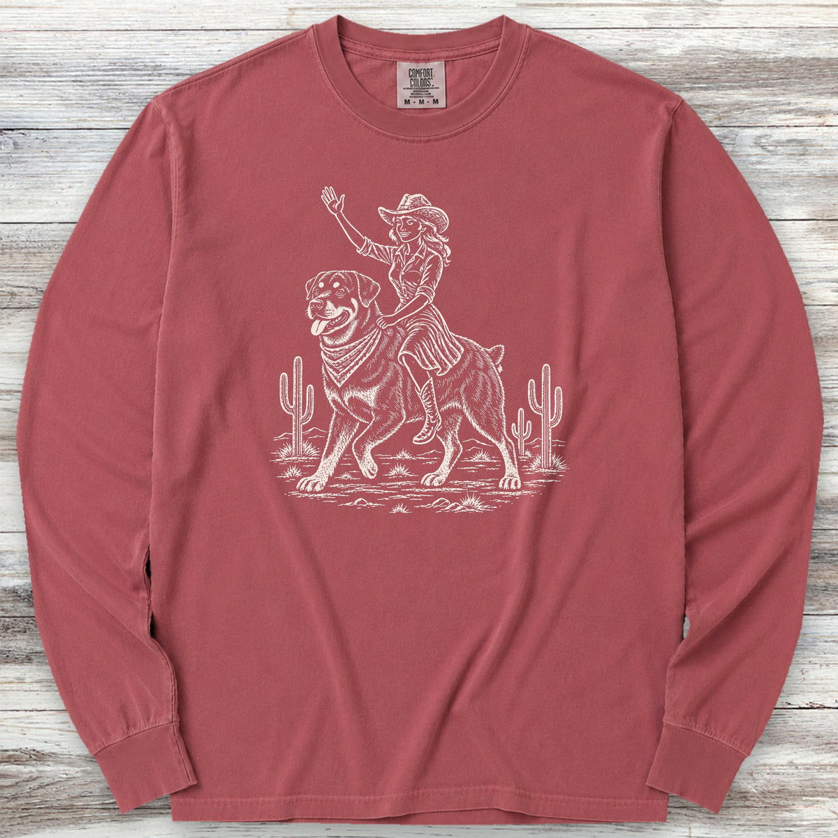 Rottweiler Cowgirl Long Sleeve Tee - Brick