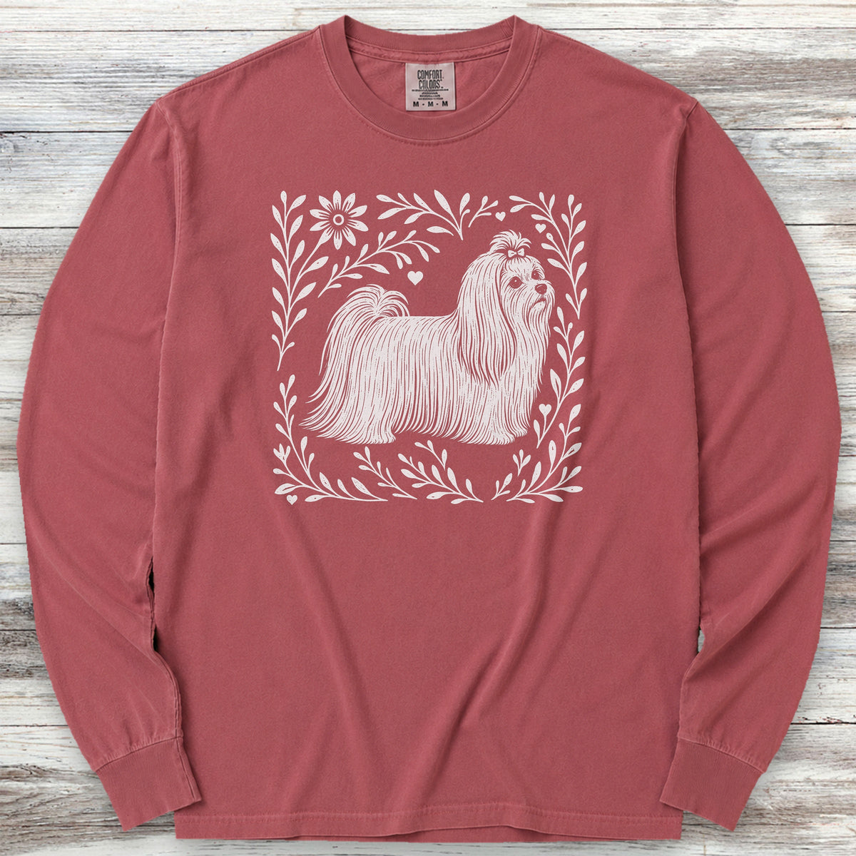Maltese Linocut Long Sleeve Tee - Brick