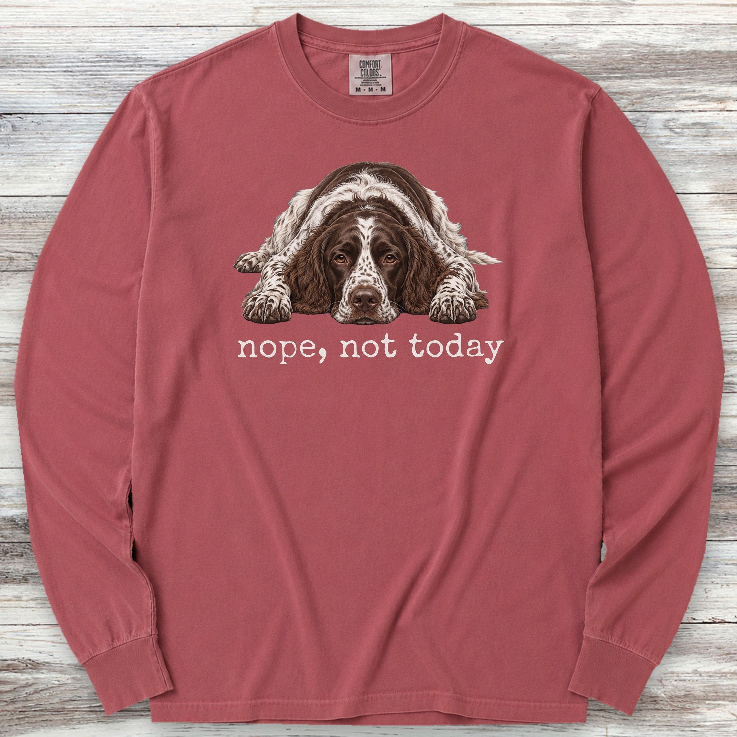 English Springer Spaniel Nope Long Sleeve Tee - Brick