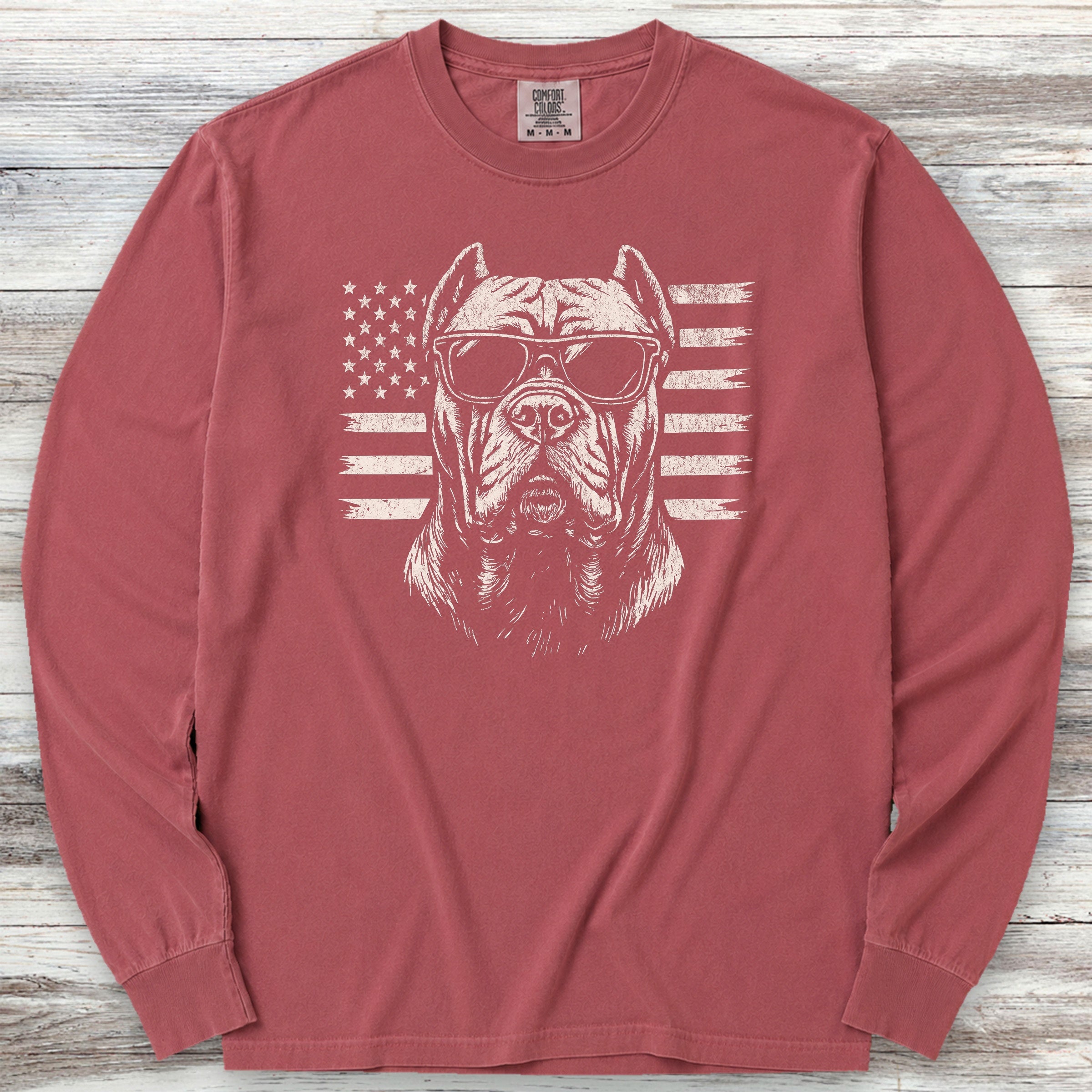 Cane Corso Flag Long Sleeve Tee - Brick