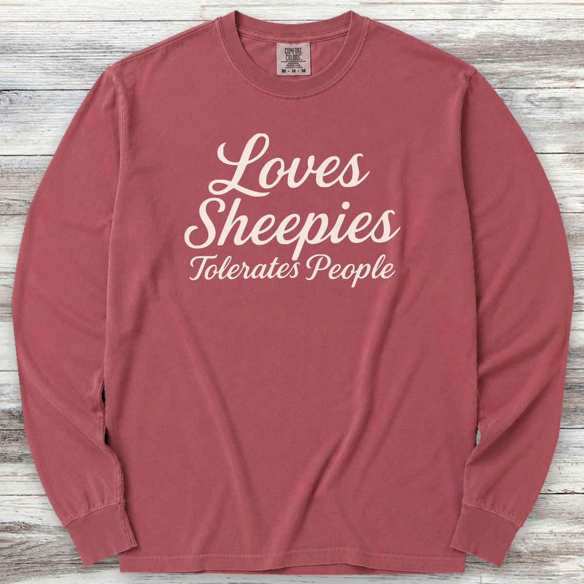 Old English Sheepdog Tolerates People Long Sleeve Tee - Brick