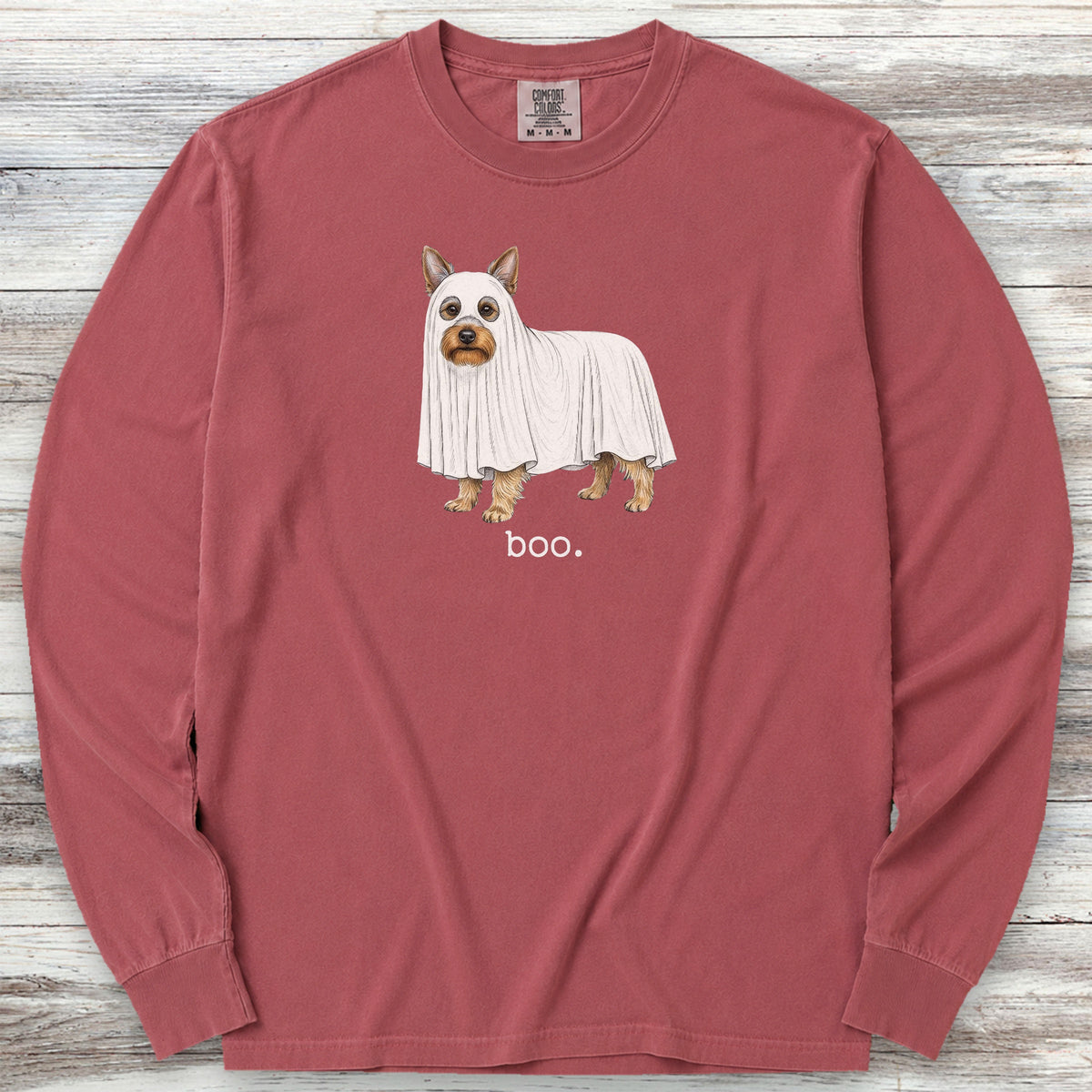 Silky Terrier Boo Long Sleeve Tee - Brick
