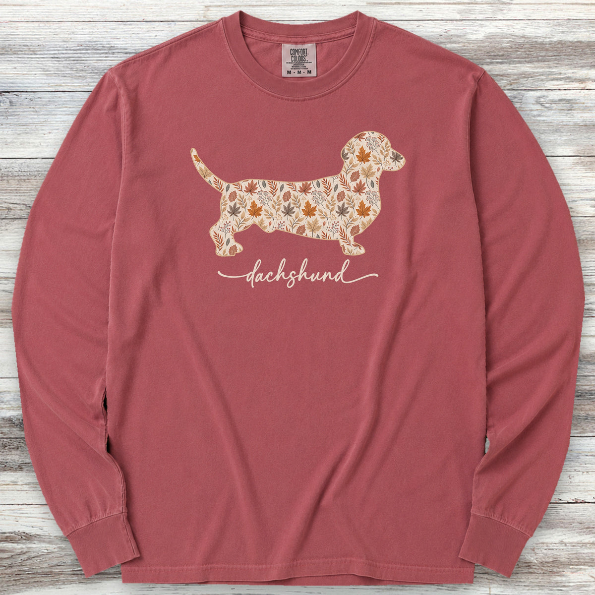 Dachshund Fall Long Sleeve Tee - Brick
