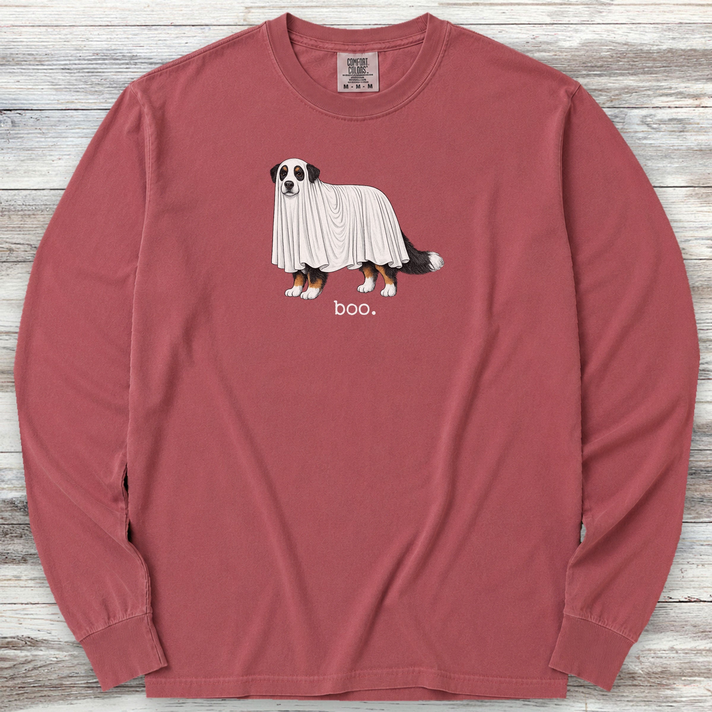 Bernese Mountain Dog Boo Long Sleeve Tee - Brick