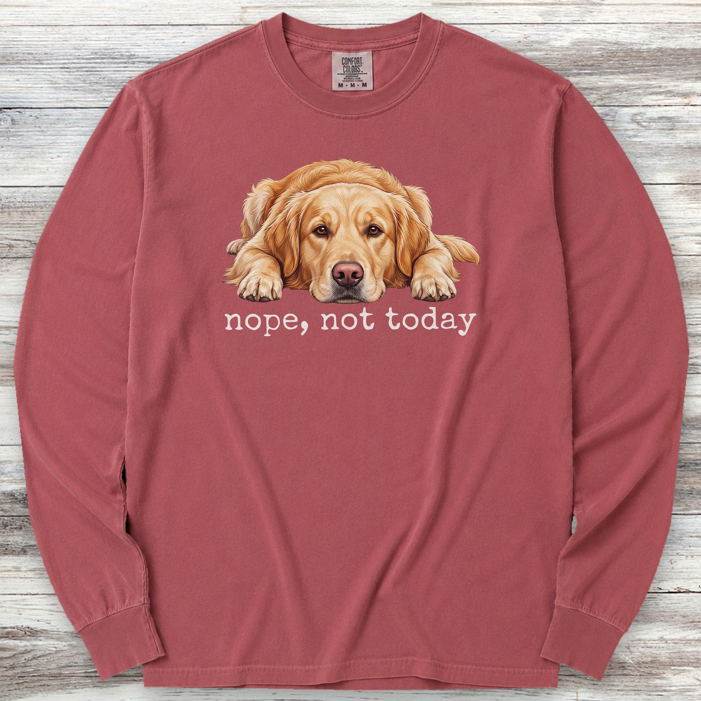 Golden Retriever Nope Long Sleeve Tee - Brick