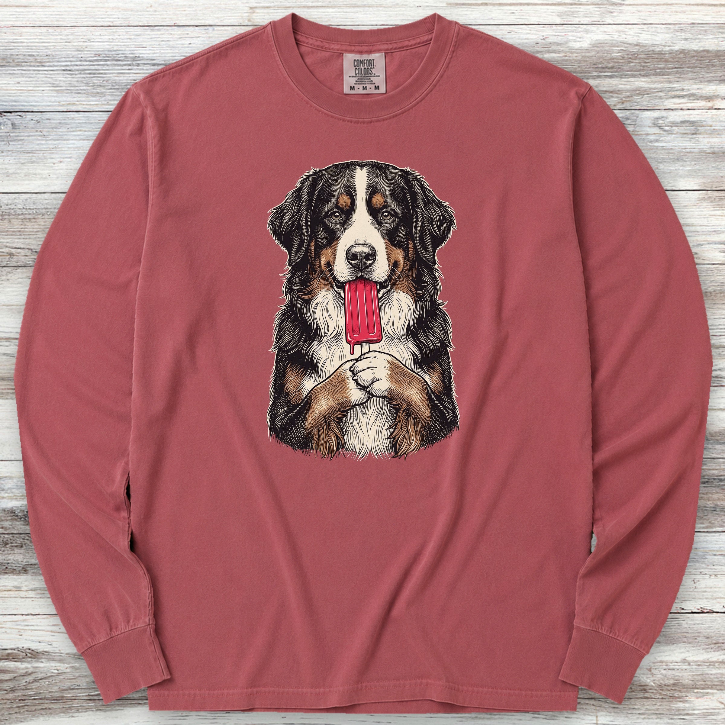 Bernese Mountain Dog Pupsicle Long Sleeve Tee - Brick