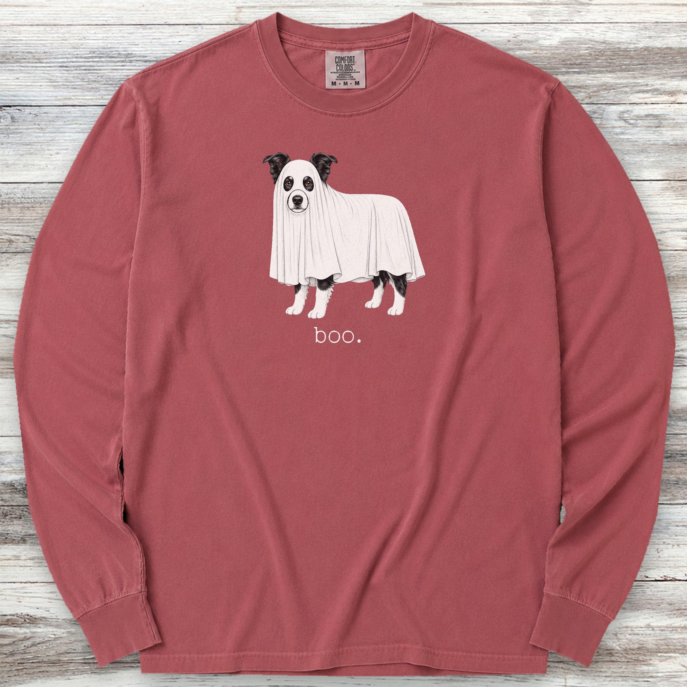 Border Collie Boo Long Sleeve Tee - Brick