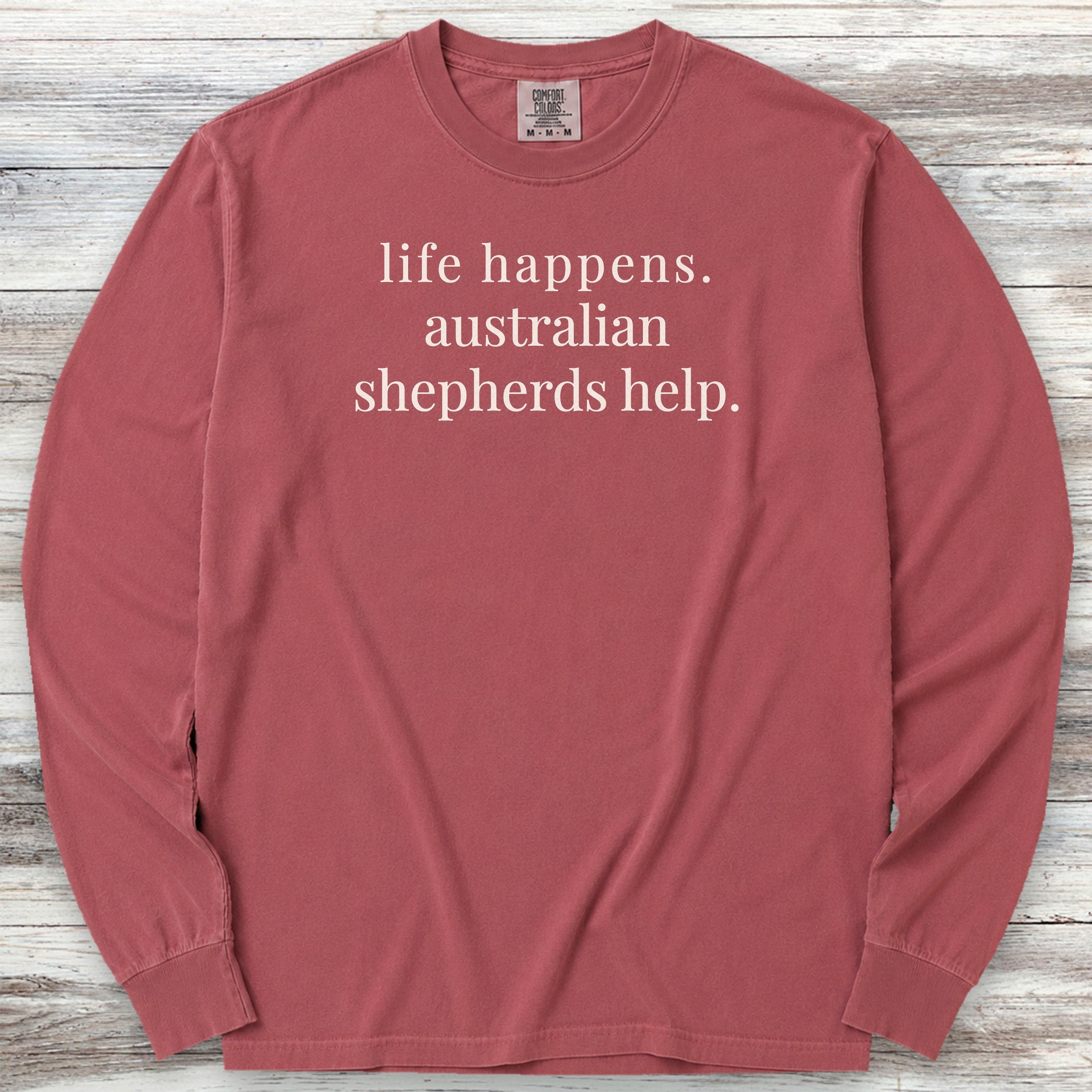 Australian Shepherds Help Long Sleeve Tee - Brick
