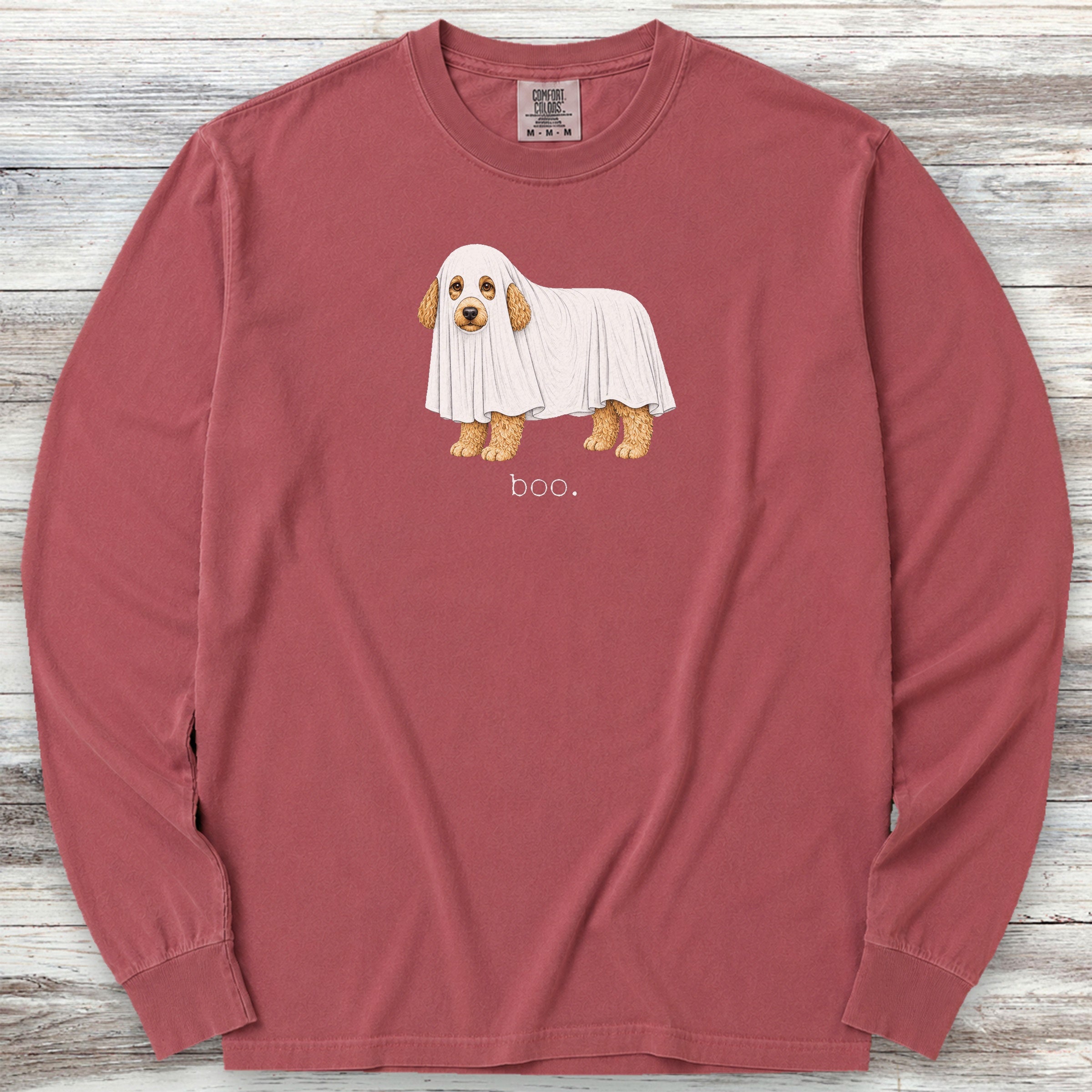 Goldendoodle Boo Long Sleeve Tee - Brick