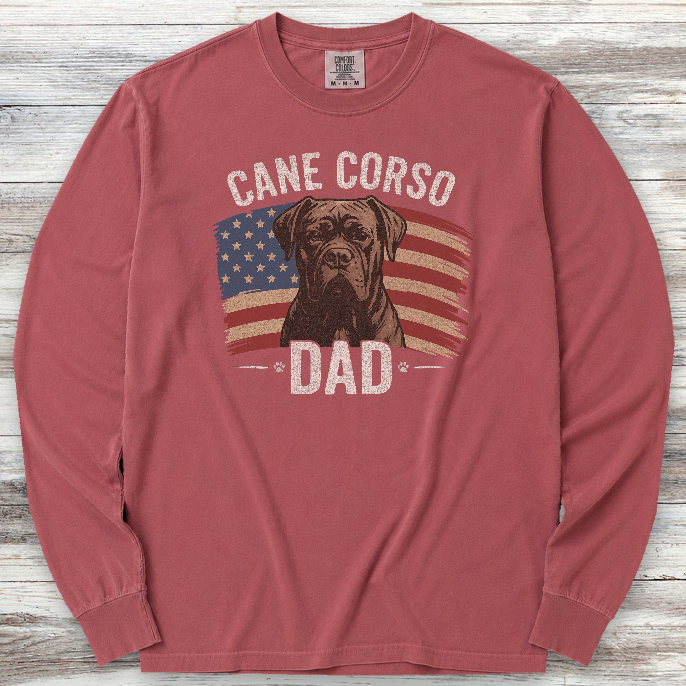 Cane Corso Dad Flag Long Sleeve Tee - Brick