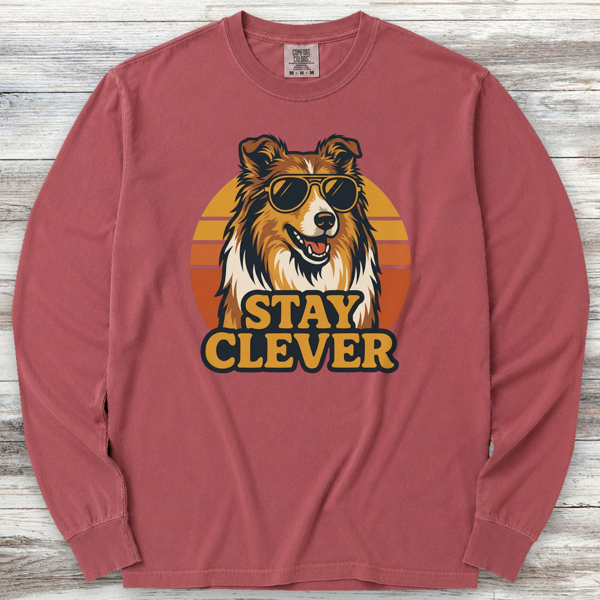Rough Collie Stay Clever Long Sleeve Tee - Brick