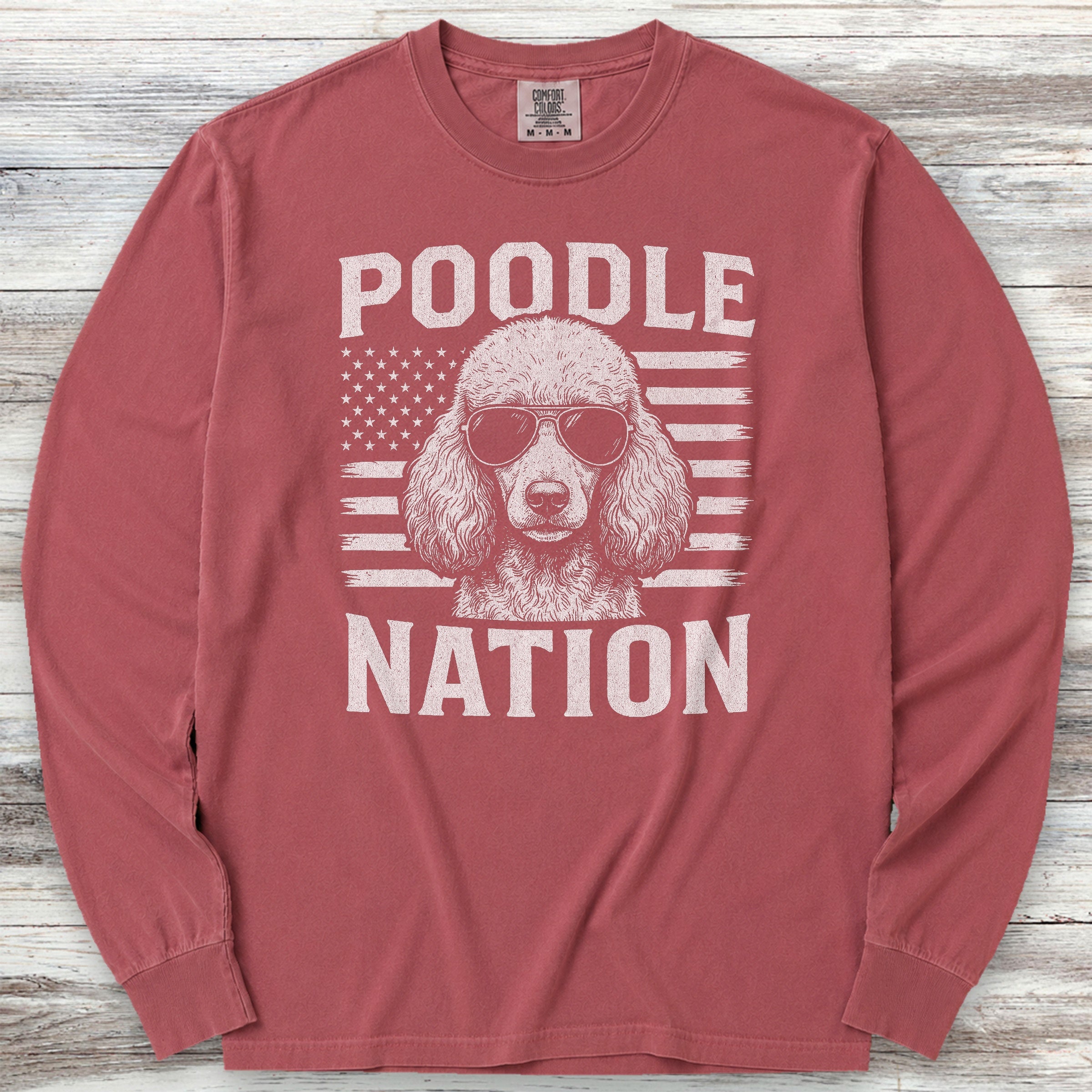 Poodle Nation Long Sleeve Tee - Brick