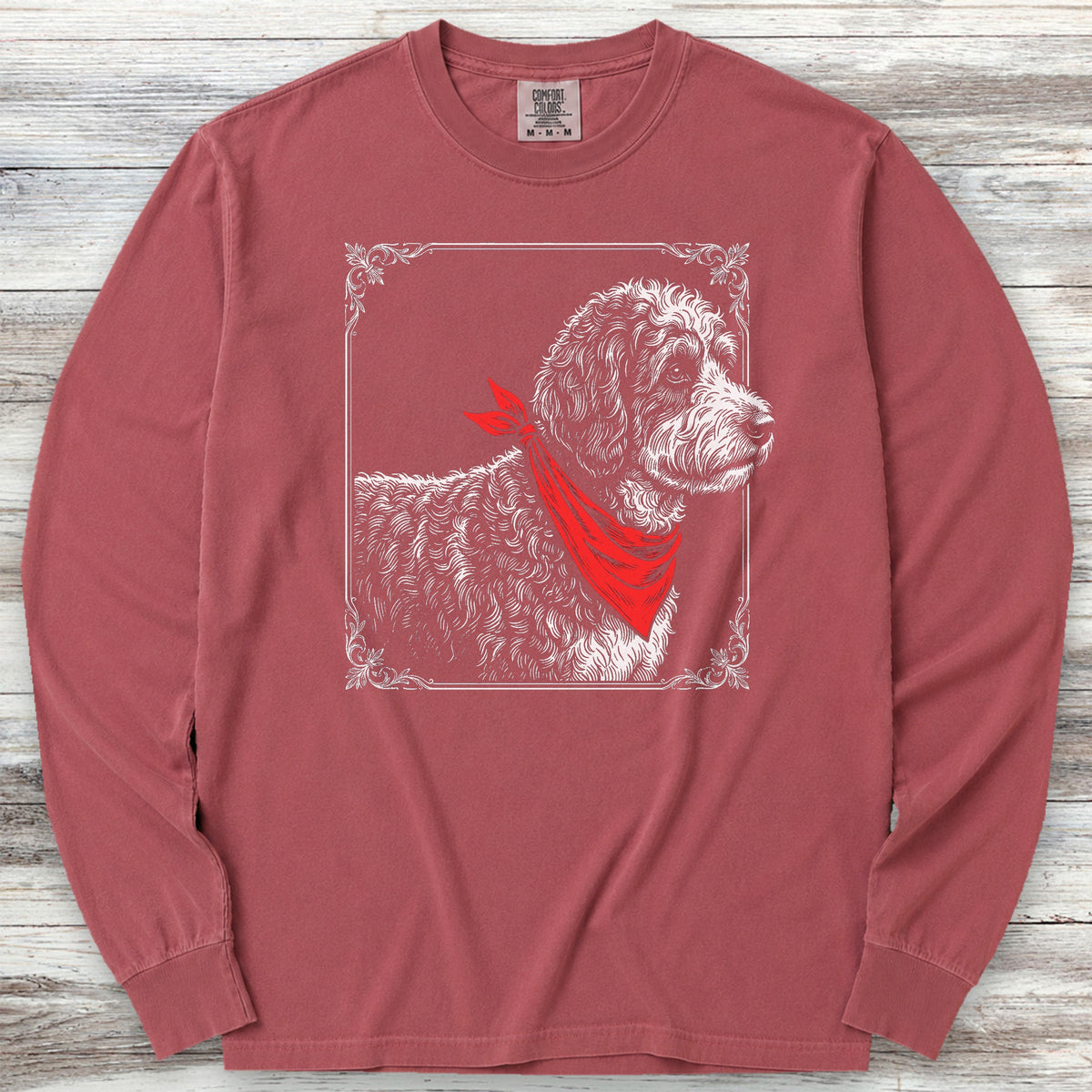 Bernedoodle Etching Long Sleeve Tee - Brick