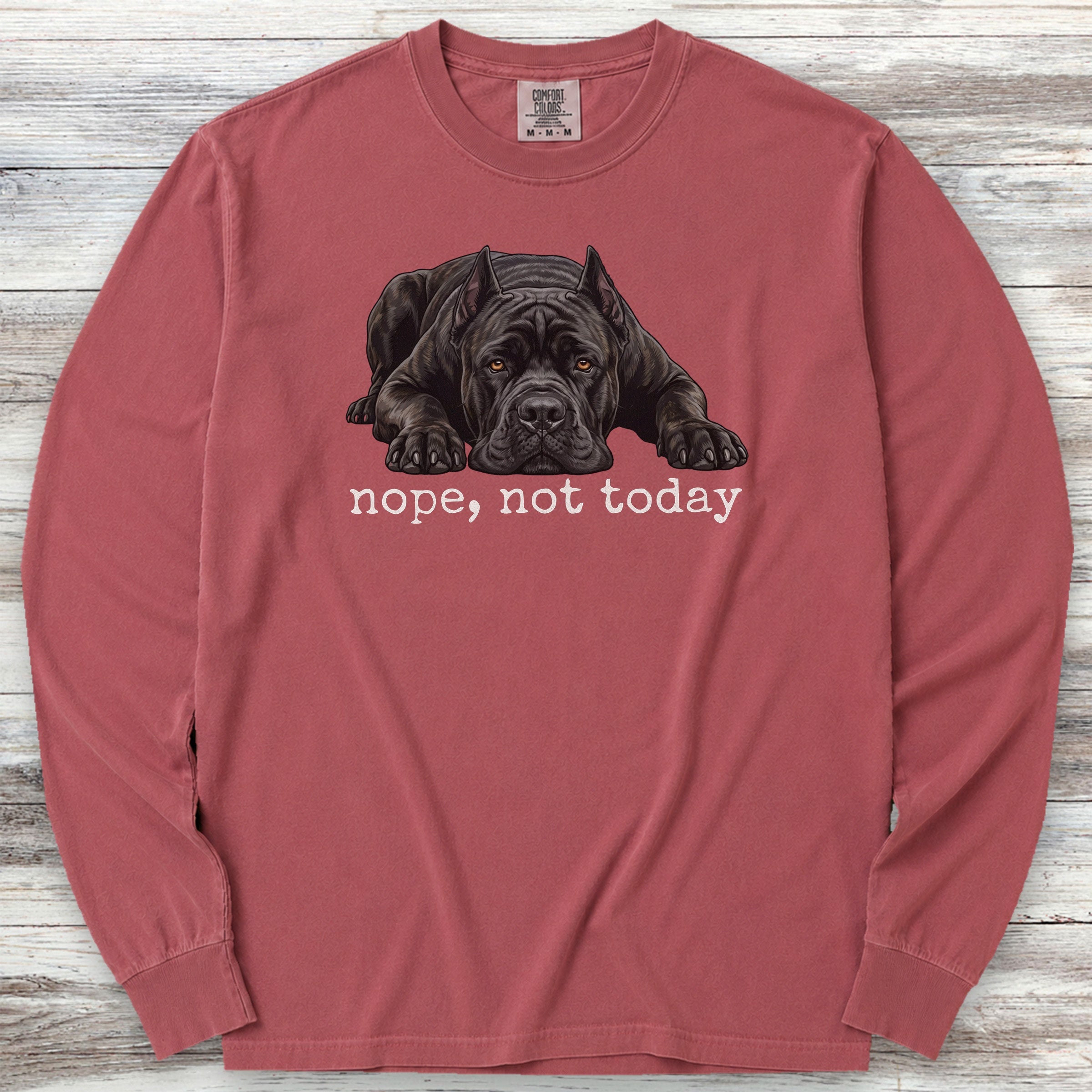 Cane Corso Cropped Nope Long Sleeve Tee - Brick