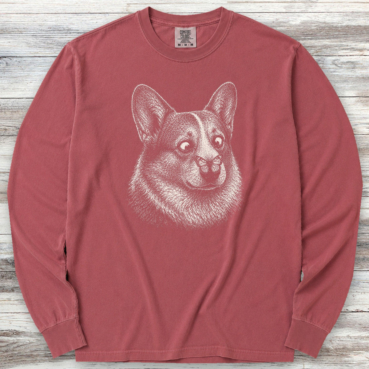 Corgi Butterfly Long Sleeve Tee - Brick
