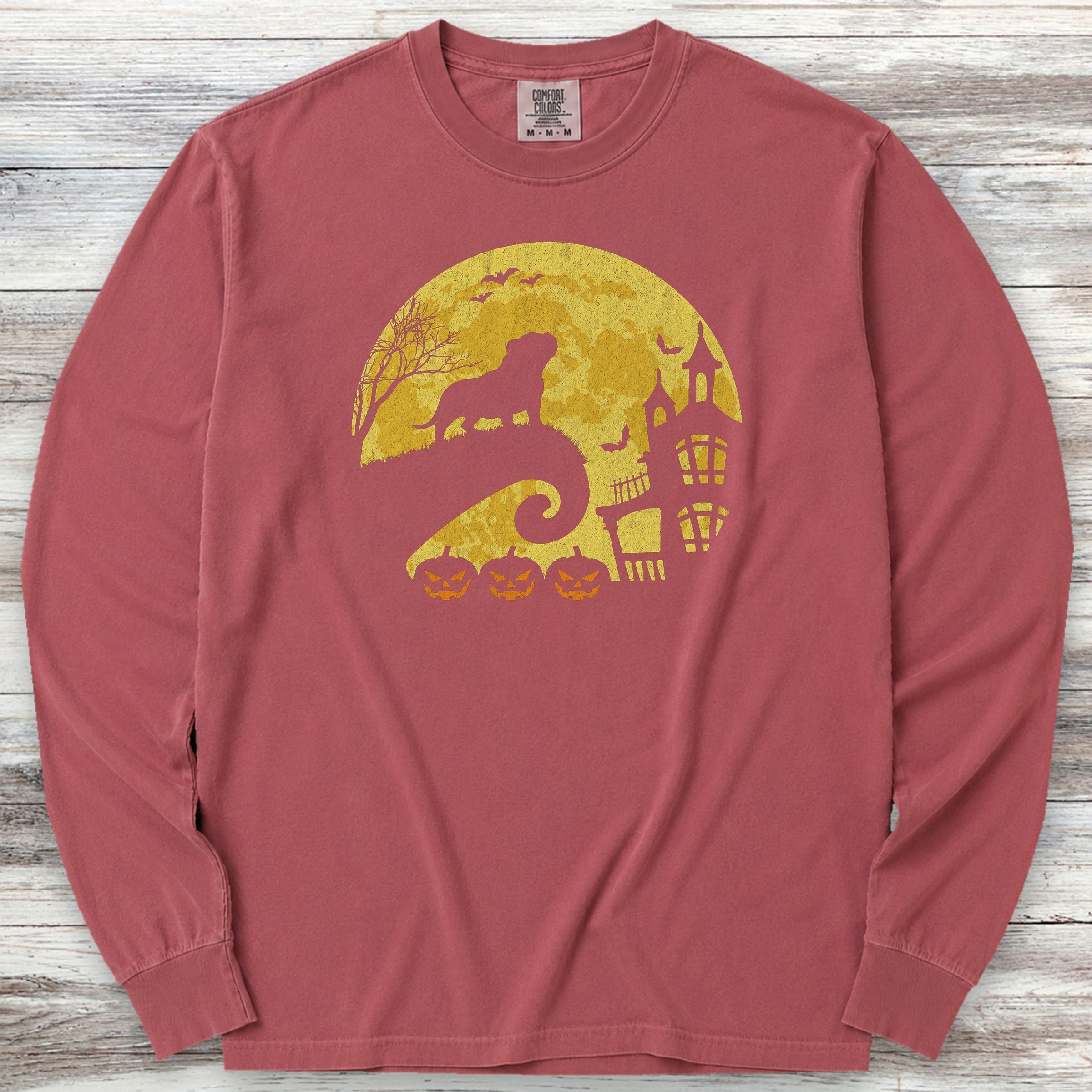 American Bully Halloween Moon Long Sleeve Tee - Brick