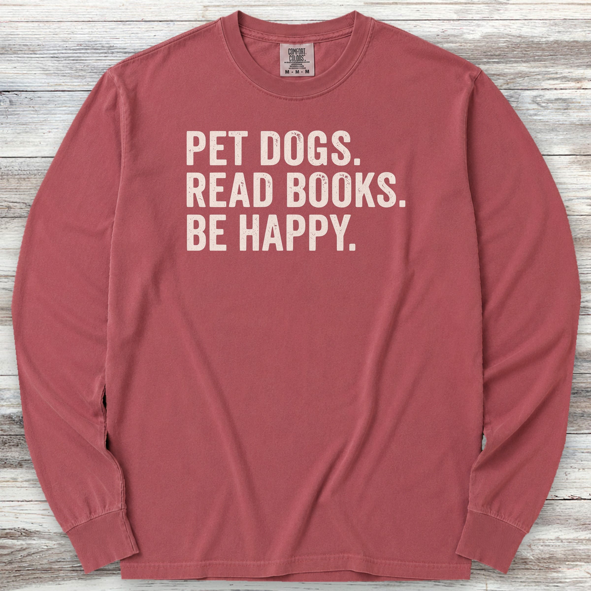Dogs Books Happy Long Sleeve Tee - Brick