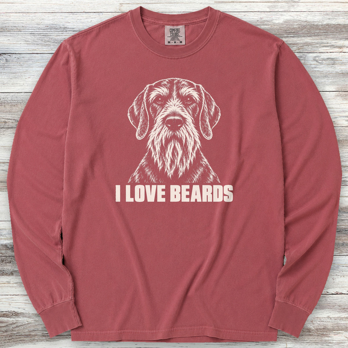 German Wirehaired Pointer I Love Beards Long Sleeve Tee - Brick