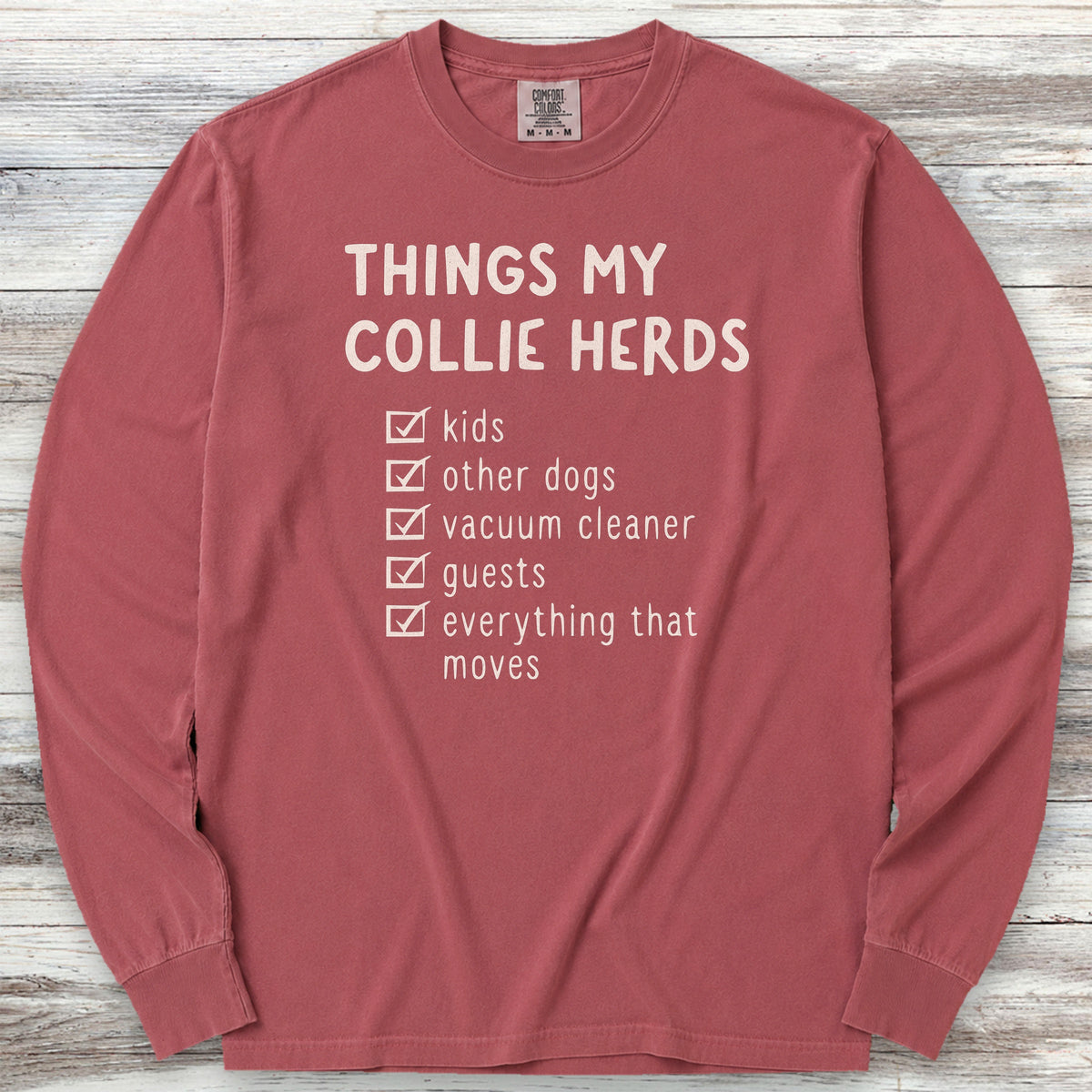 Collie Herding List Long Sleeve Tee - Brick