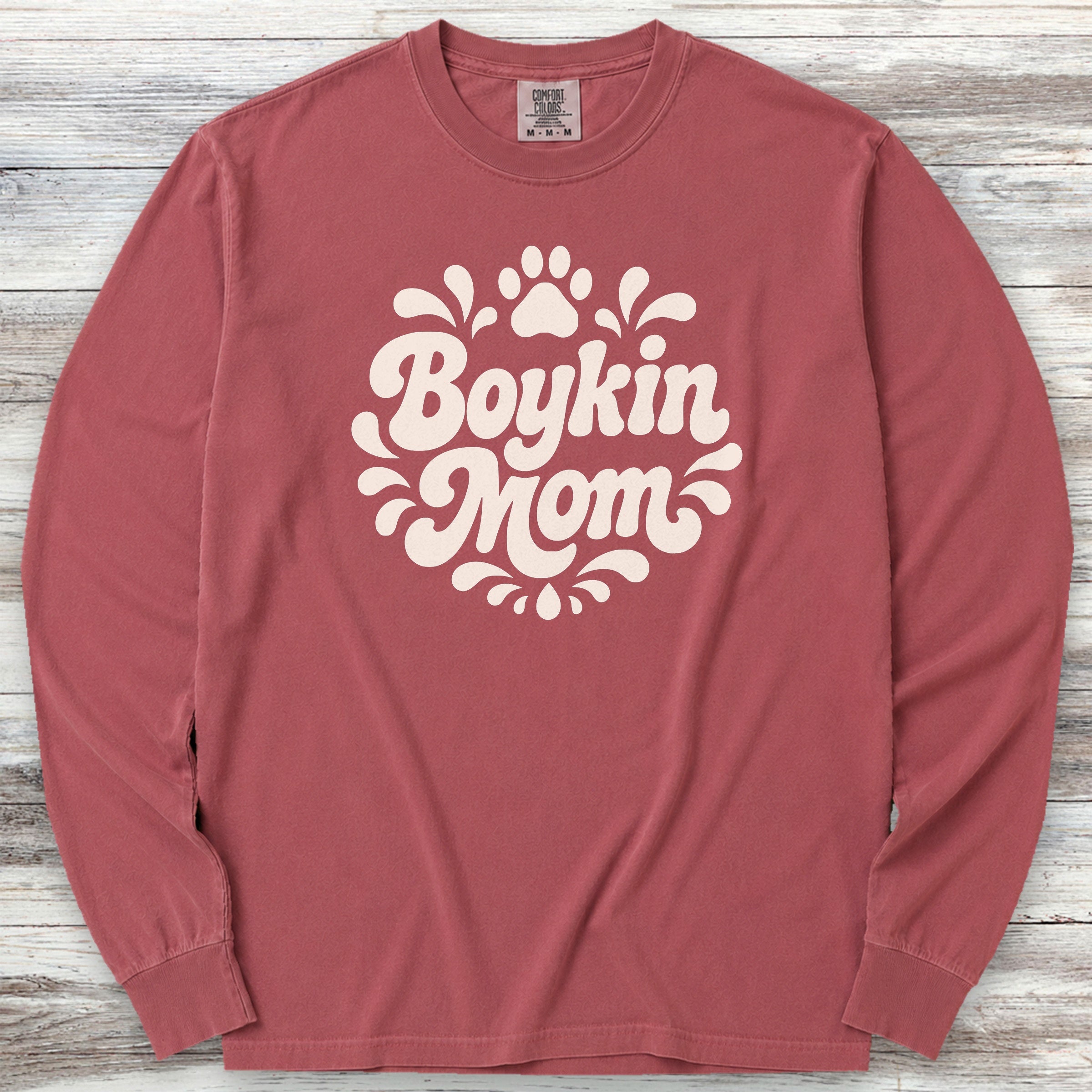Boykin Spaniel Groovy Mom Long Sleeve Tee - Brick