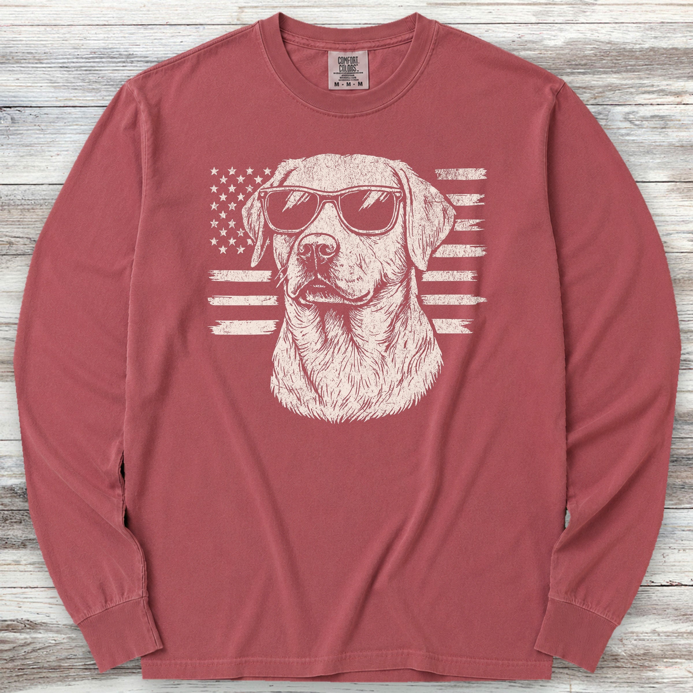 Labrador Retriever Flag Long Sleeve Tee - Brick