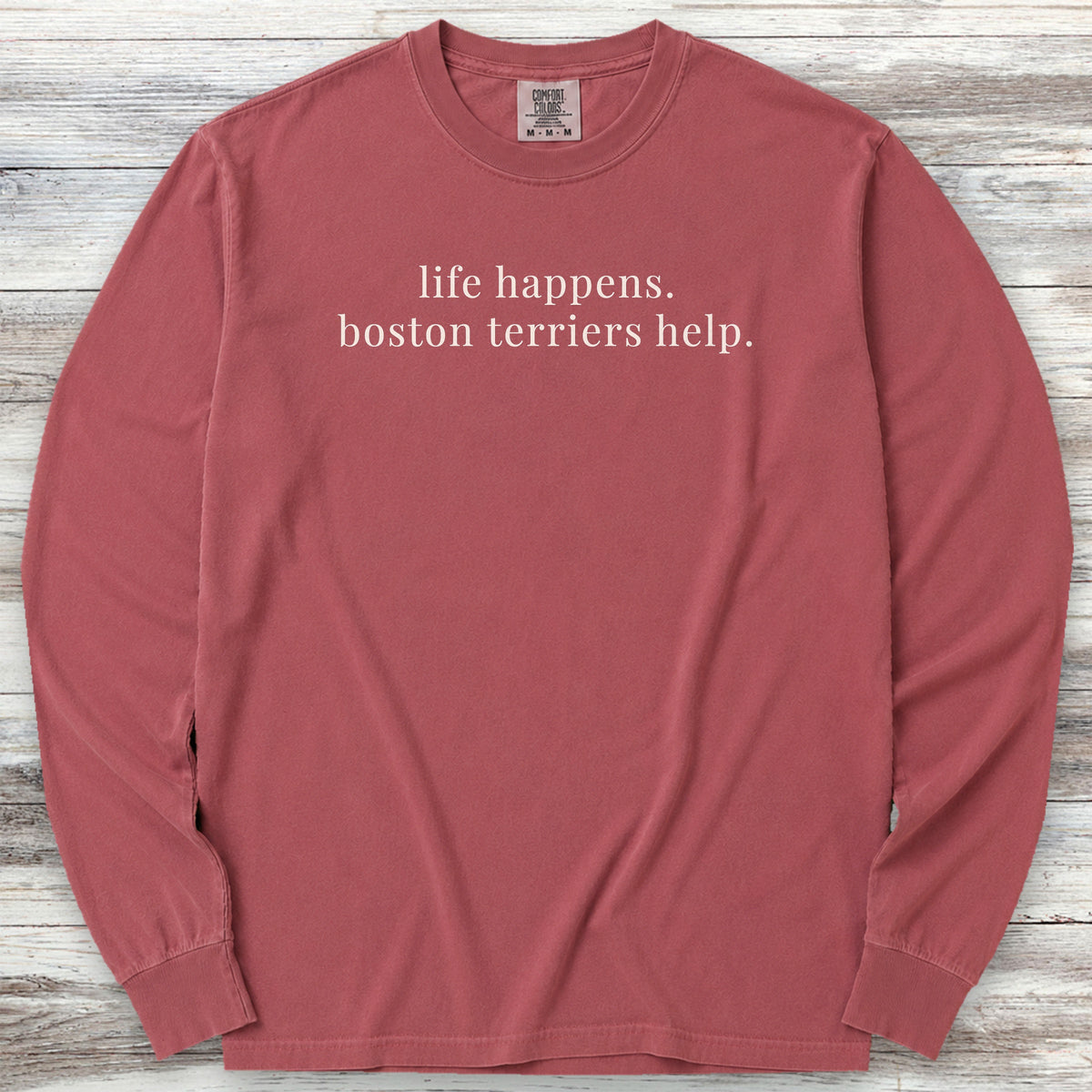 Boston Terrier Help Long Sleeve Tee - Brick