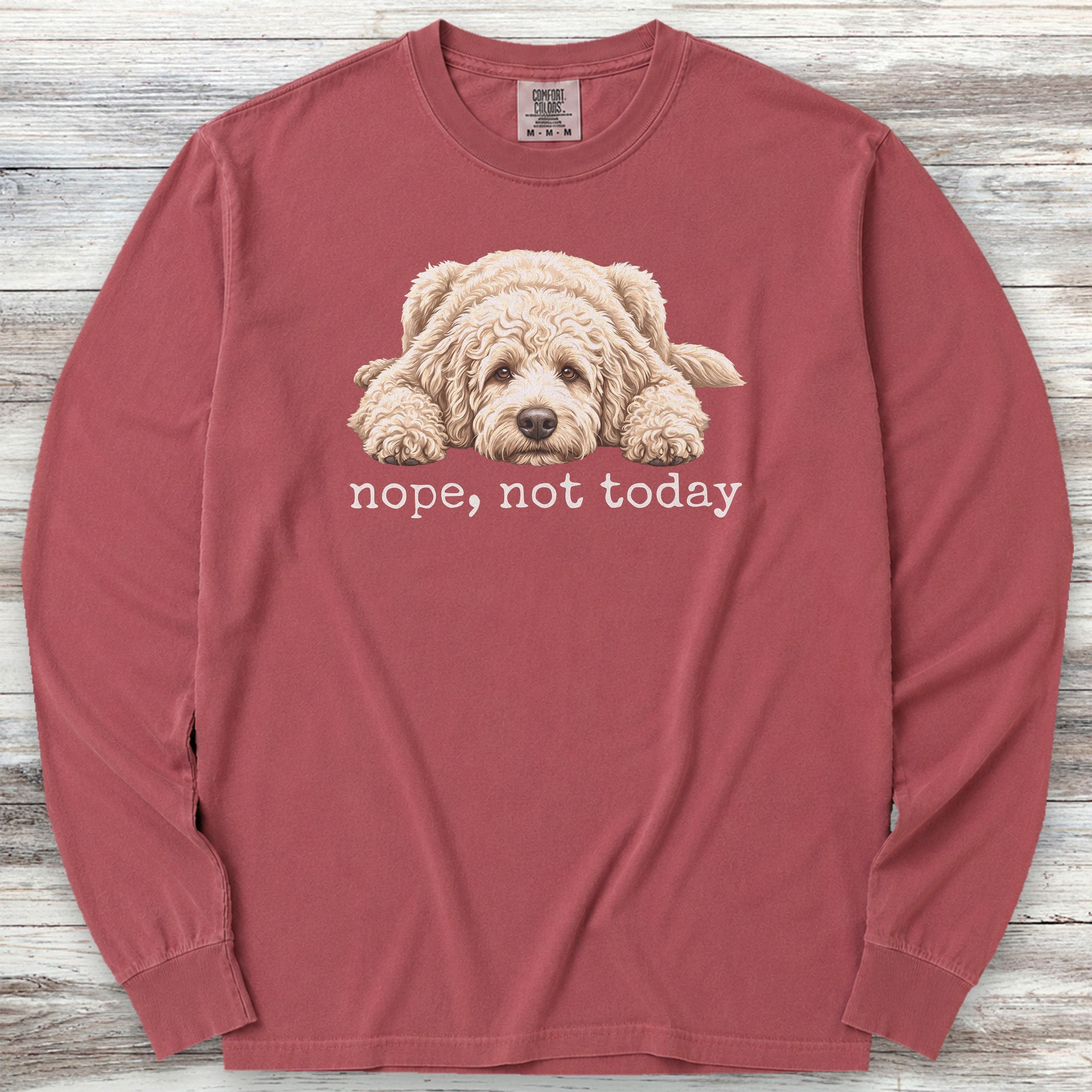 Goldendoodle Cream Nope Long Sleeve Tee - Brick