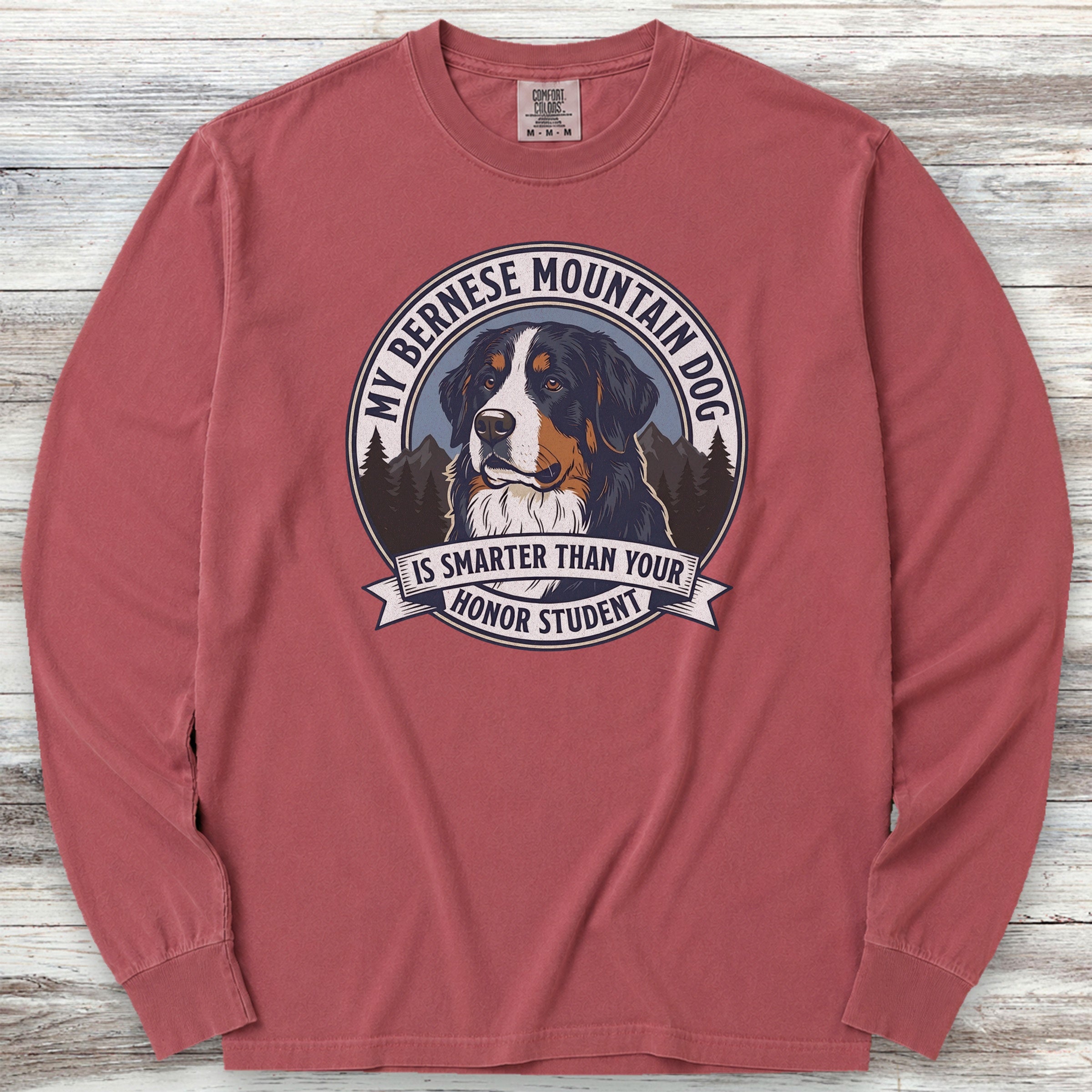 Bernese Mountain Dog Smart Long Sleeve Tee - Brick