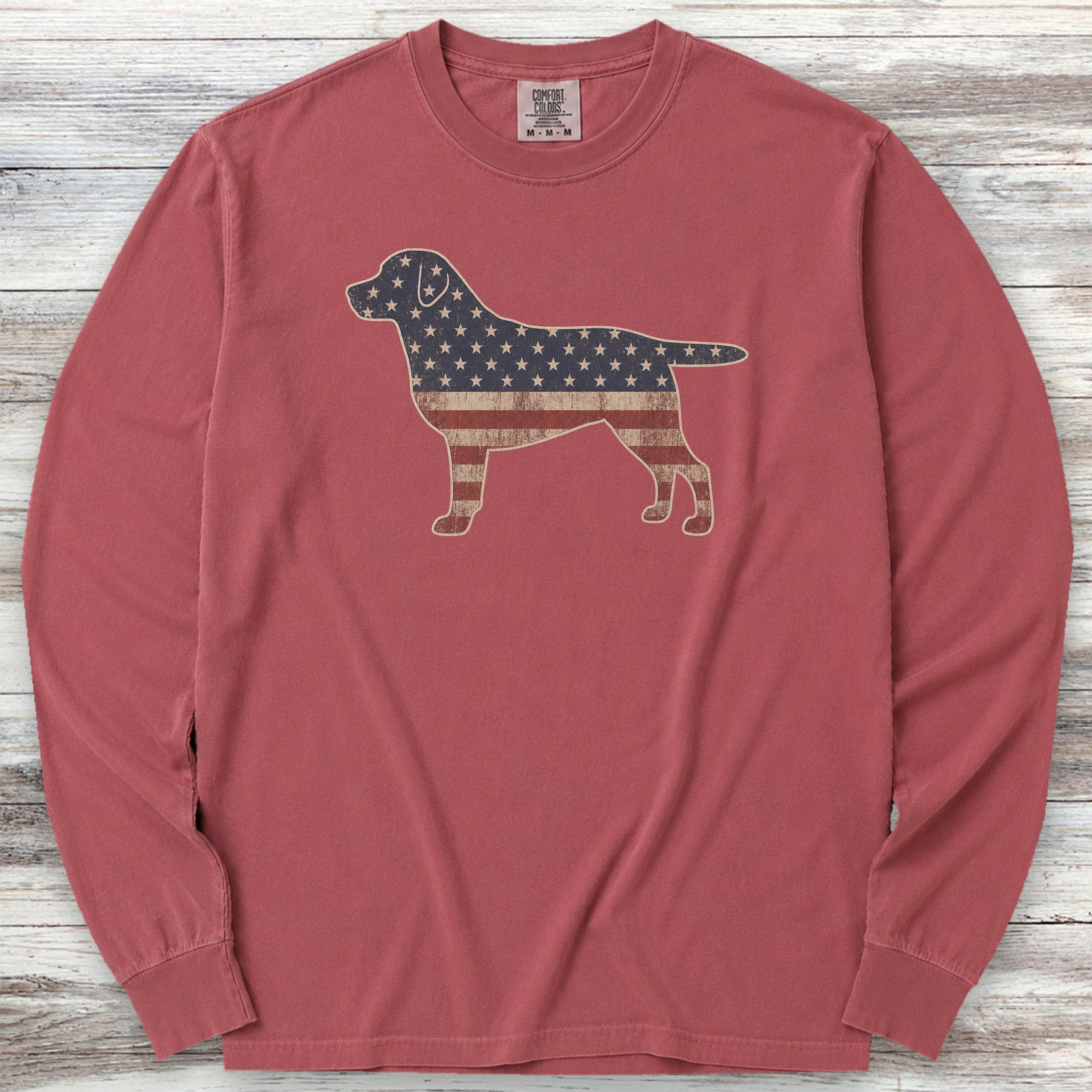 Labrador Retriever Vintage USA Long Sleeve Tee - Brick