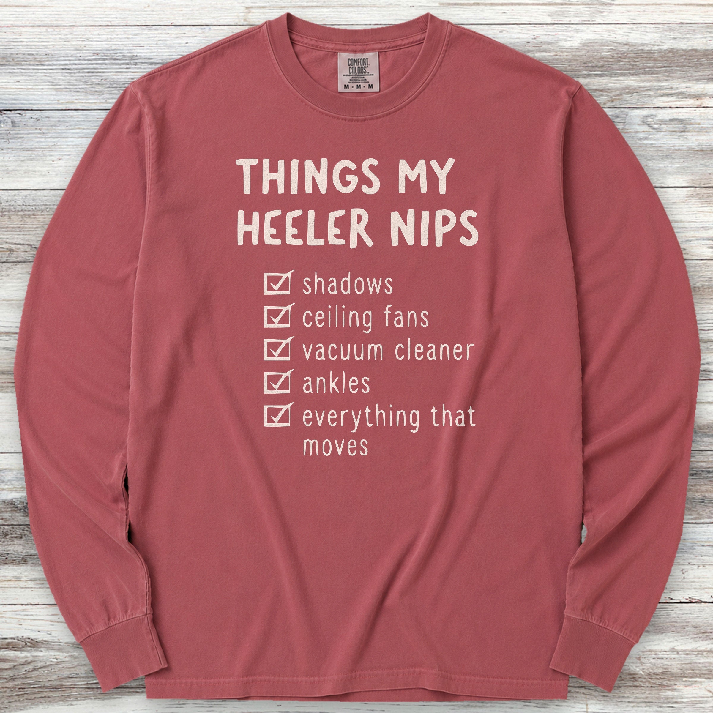Australian Cattle Dog Nip List Long Sleeve Tee - Brick