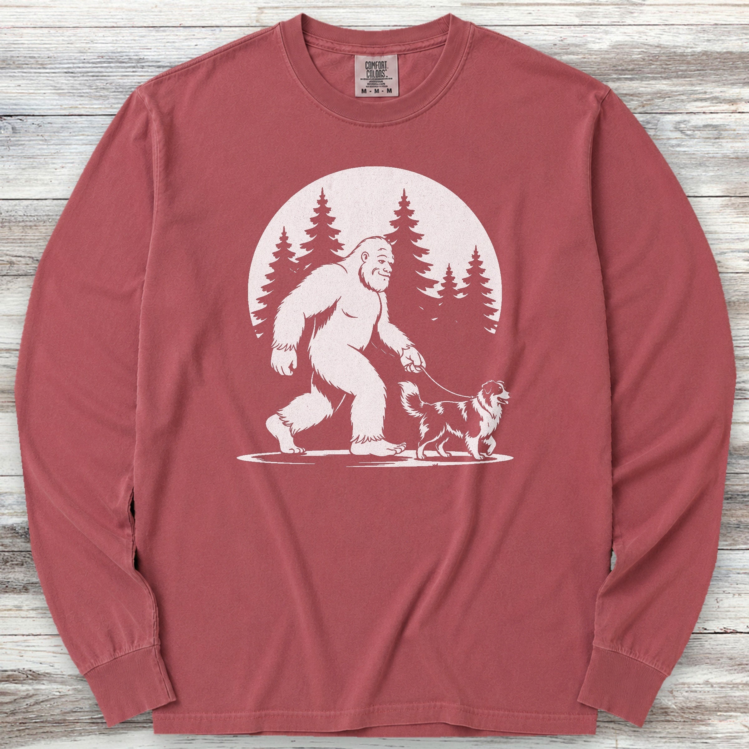 Australian Shepherd Bigfoot Long Sleeve Tee - Brick