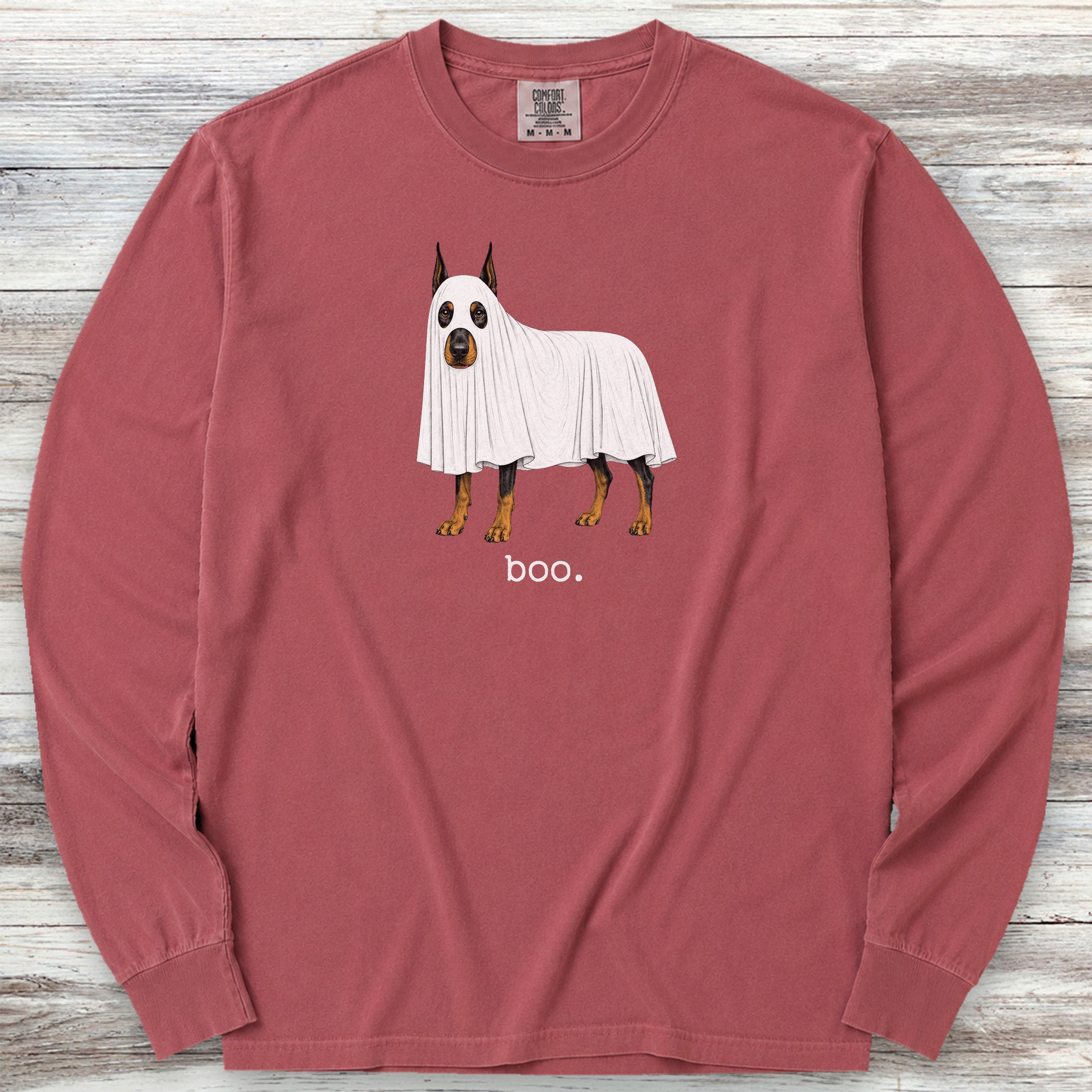 Doberman Pinscher Boo Long Sleeve Tee - Brick
