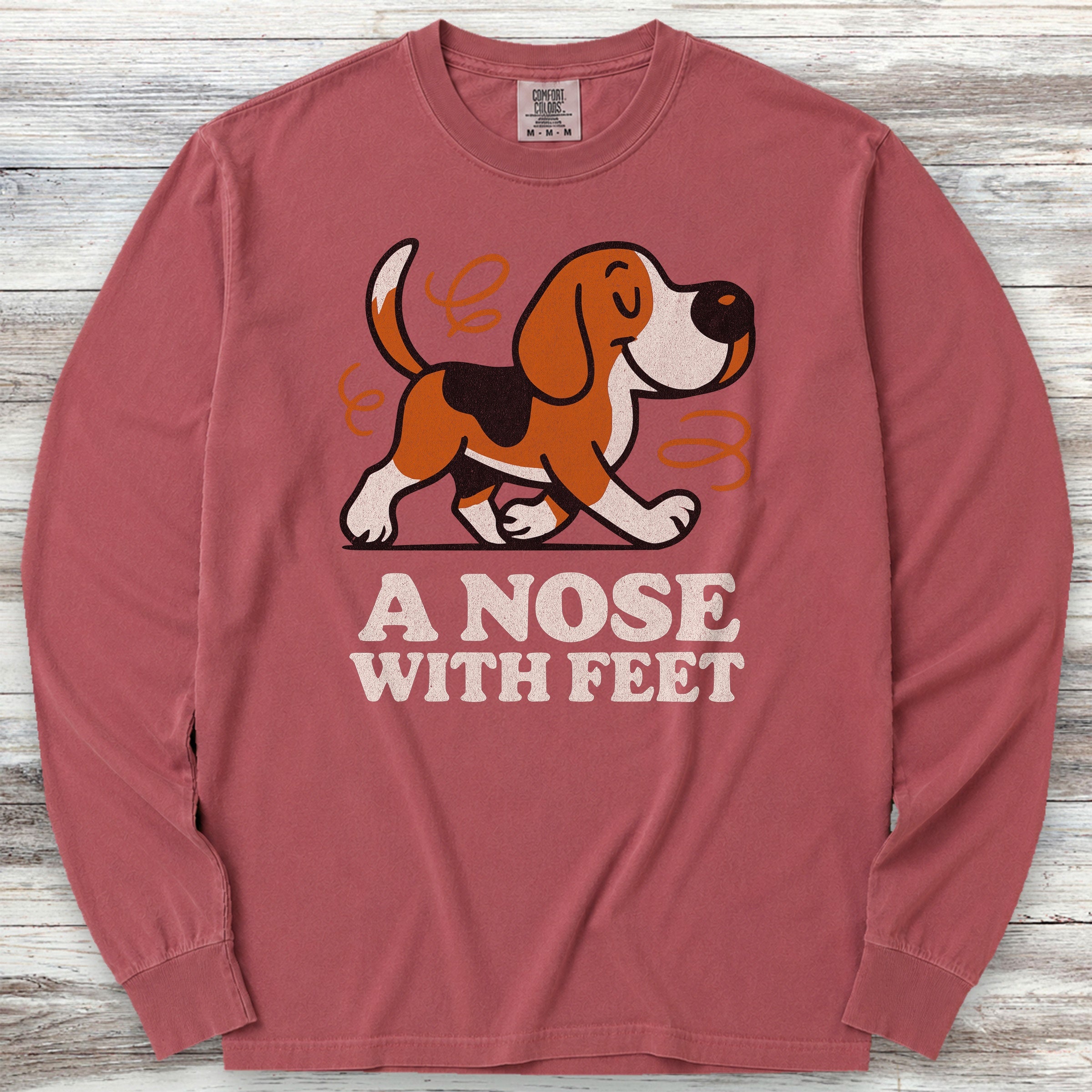 Beagle Nose Long Sleeve Tee - Brick