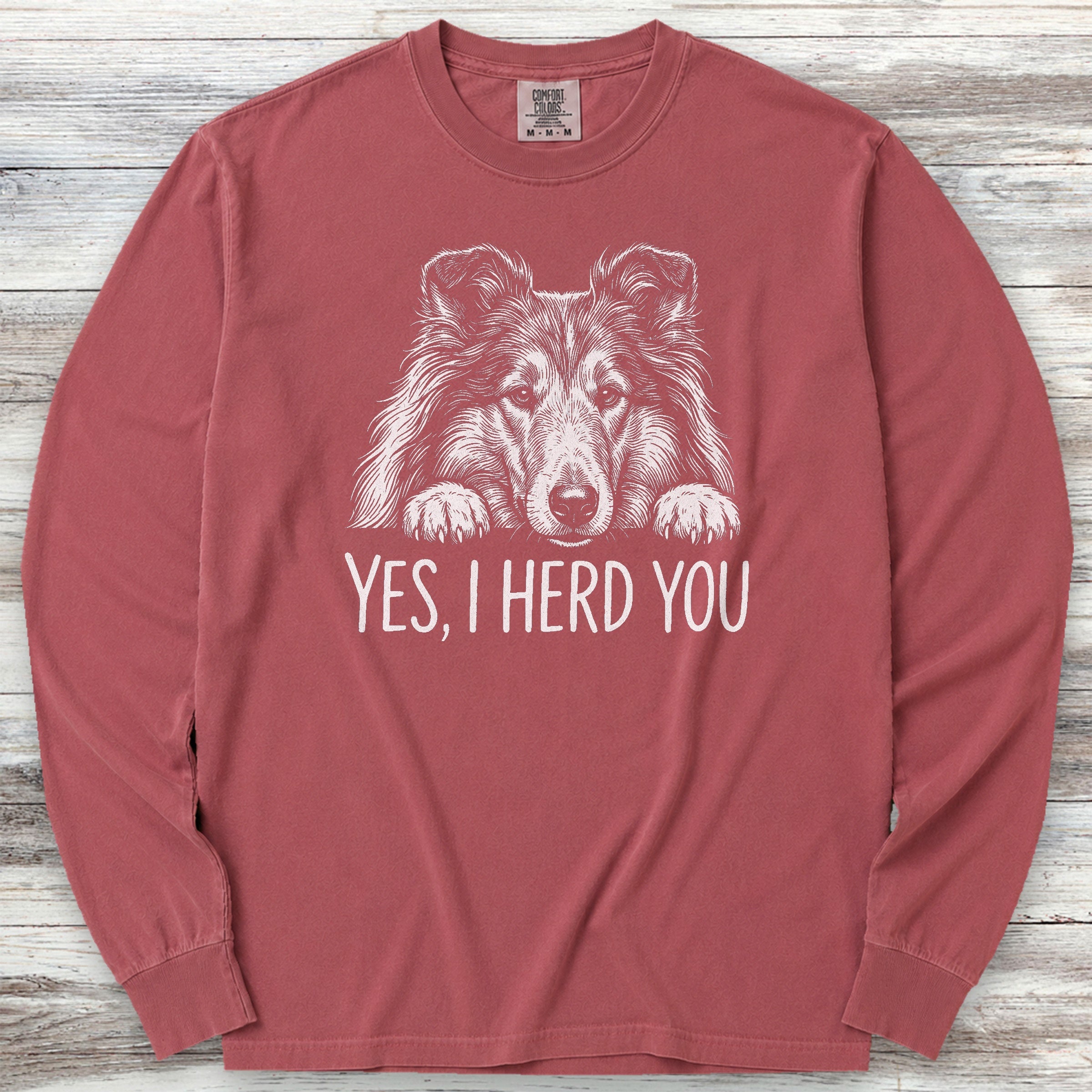 Rough Collie Herd You Long Sleeve Tee - Brick
