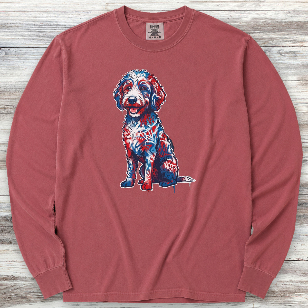Doodle American Graffiti Art Long Sleeve Tee - Brick