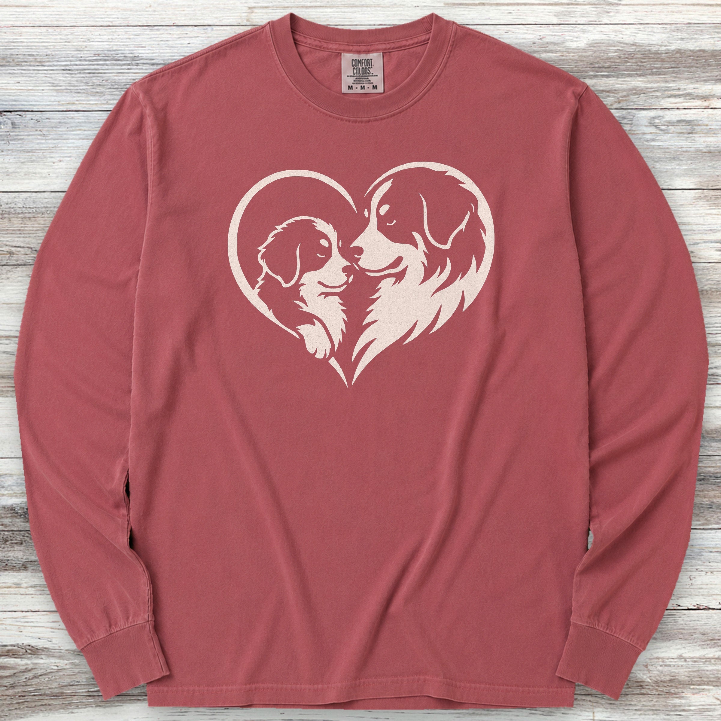 Bernese Mountain Dog Heart Bond Long Sleeve Tee - Brick