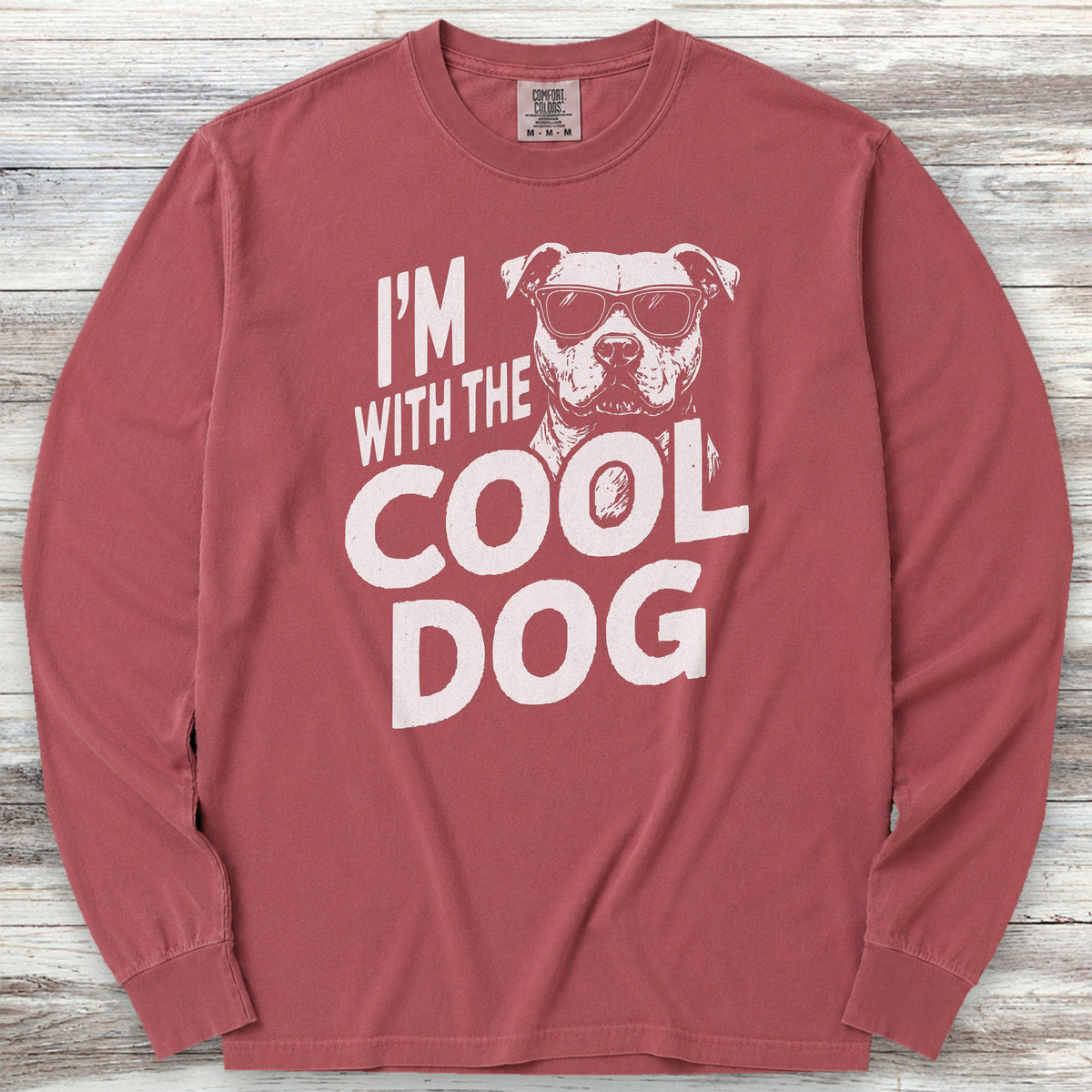 Pit Bull Cool Dog Long Sleeve Tee - Brick