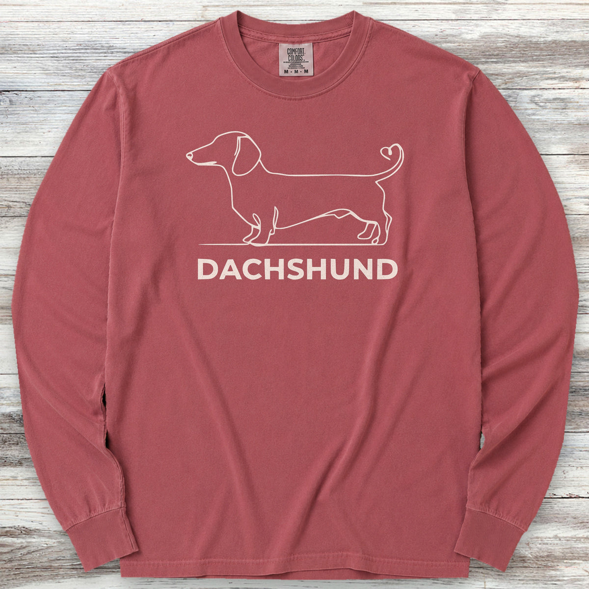 Dachshund Minimalist Long Sleeve Tee - Brick