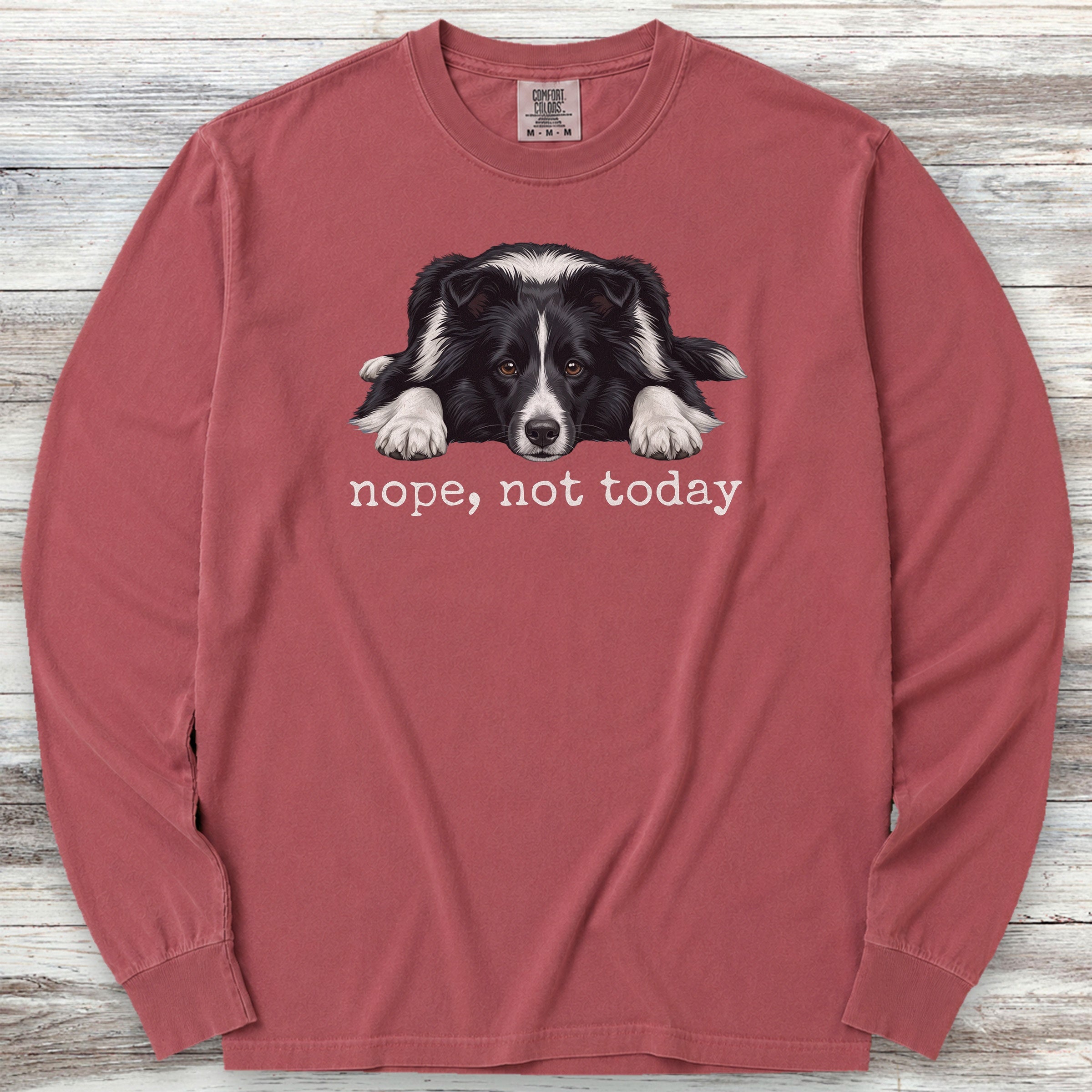 Shetland Sheepdog Bi-Black Nope Long Sleeve Tee - Brick