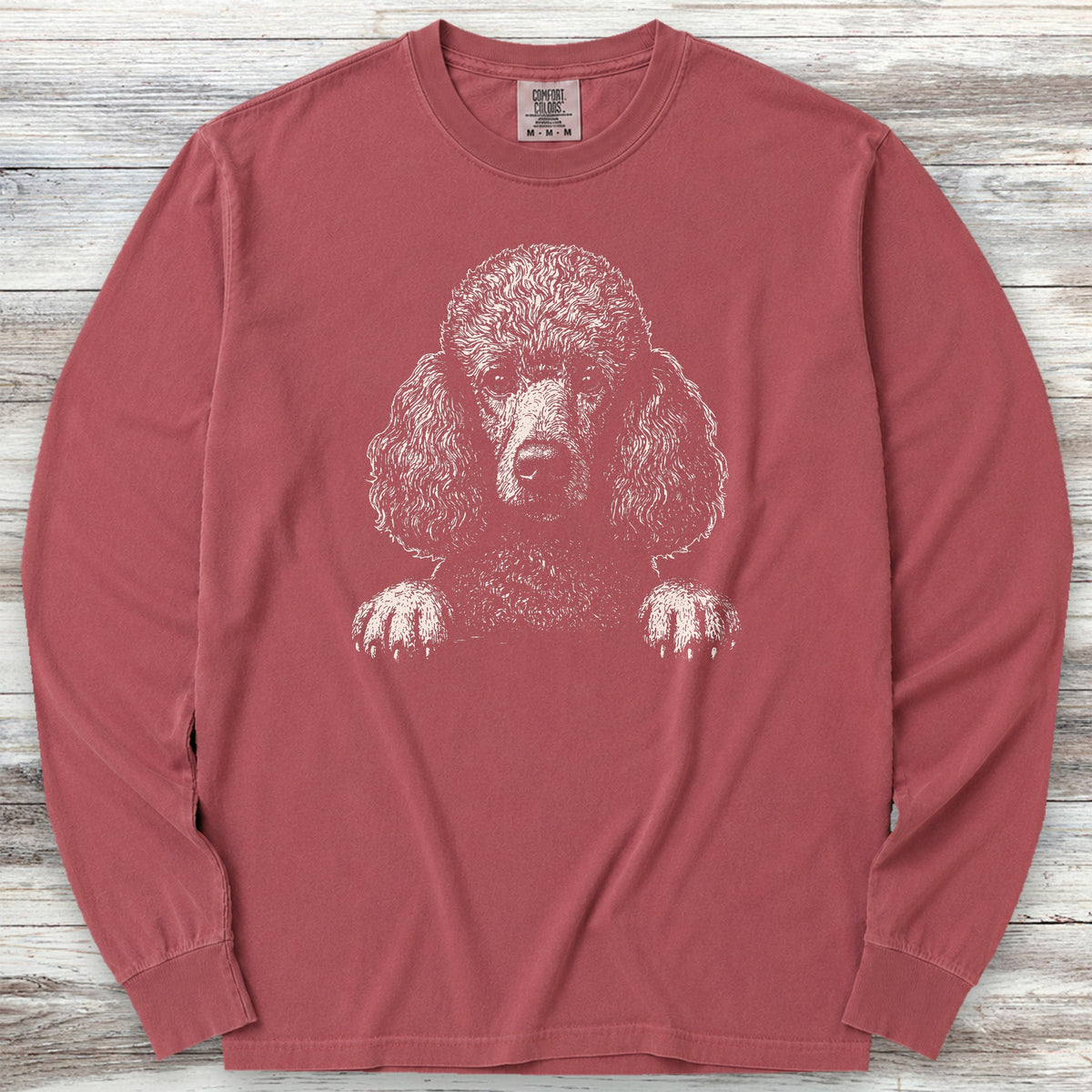 Hello Poodle Long Sleeve Tee - Brick