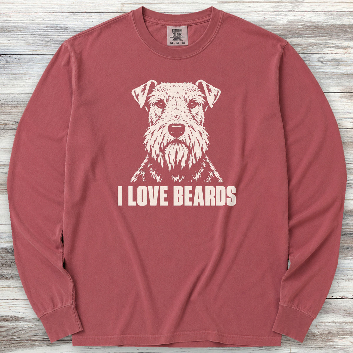 Welsh Terrier I Love Beards Long Sleeve Tee - Brick