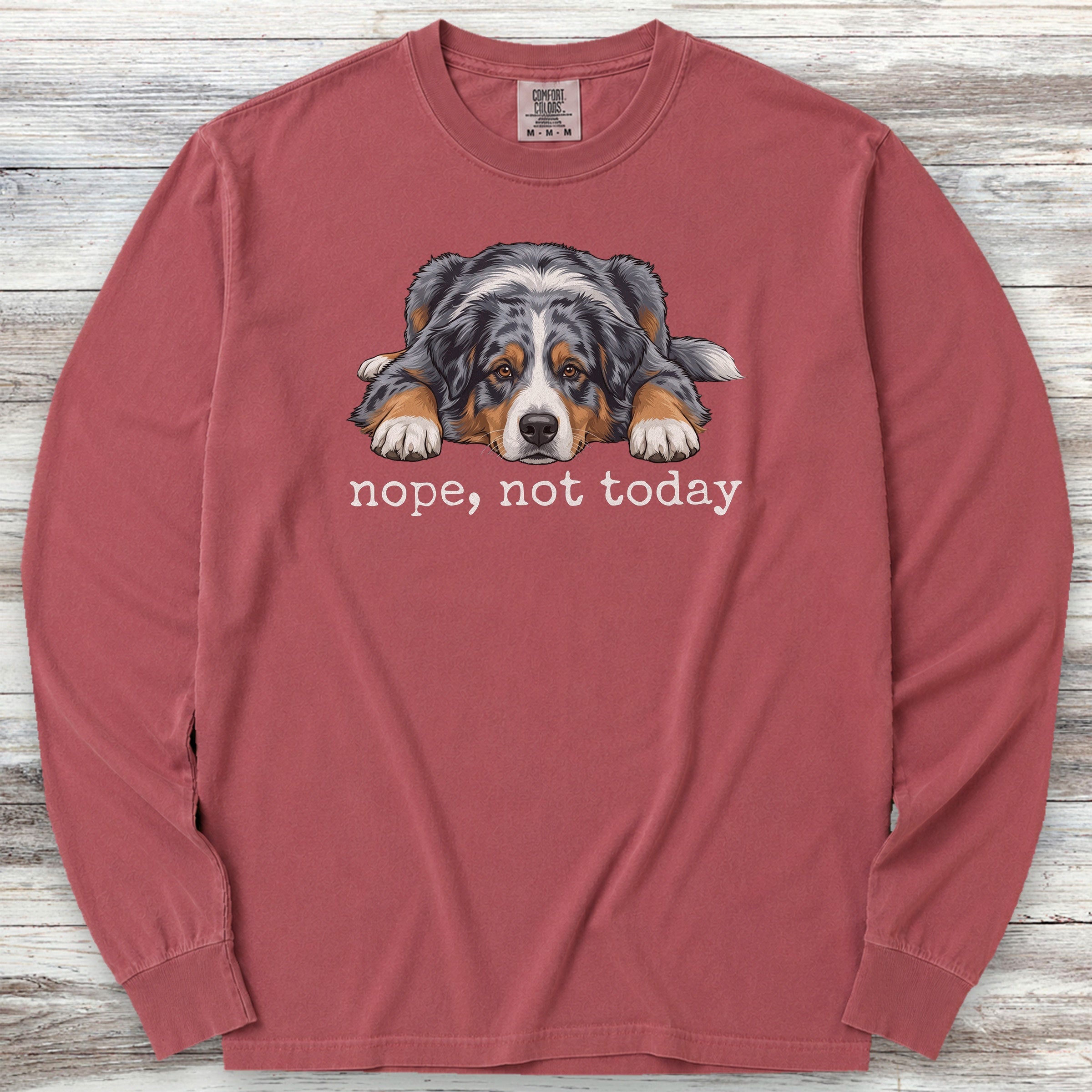 Australian Shepherd Nope Long Sleeve Tee - Brick