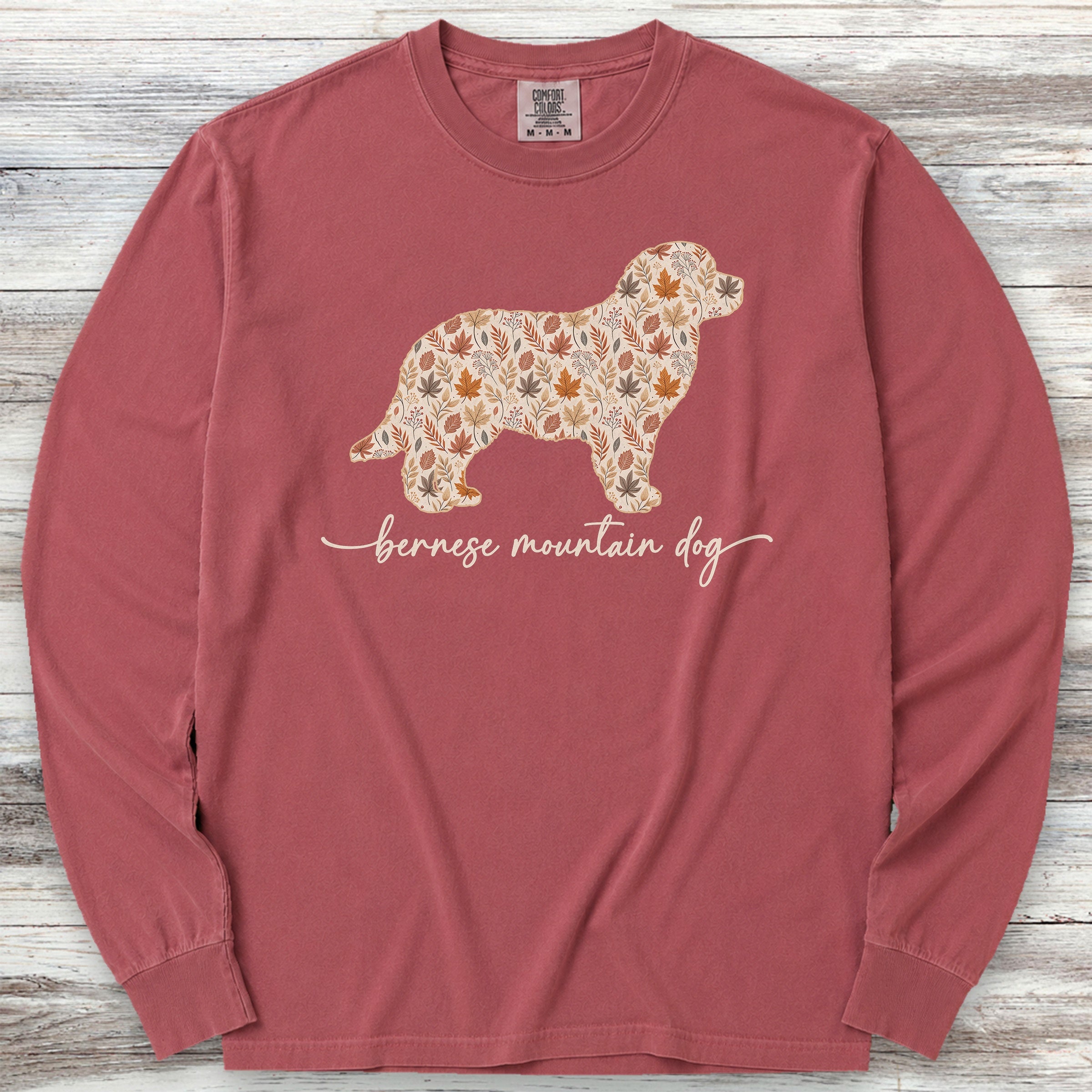 Bernese Mountain Dog Fall Long Sleeve Tee - Brick