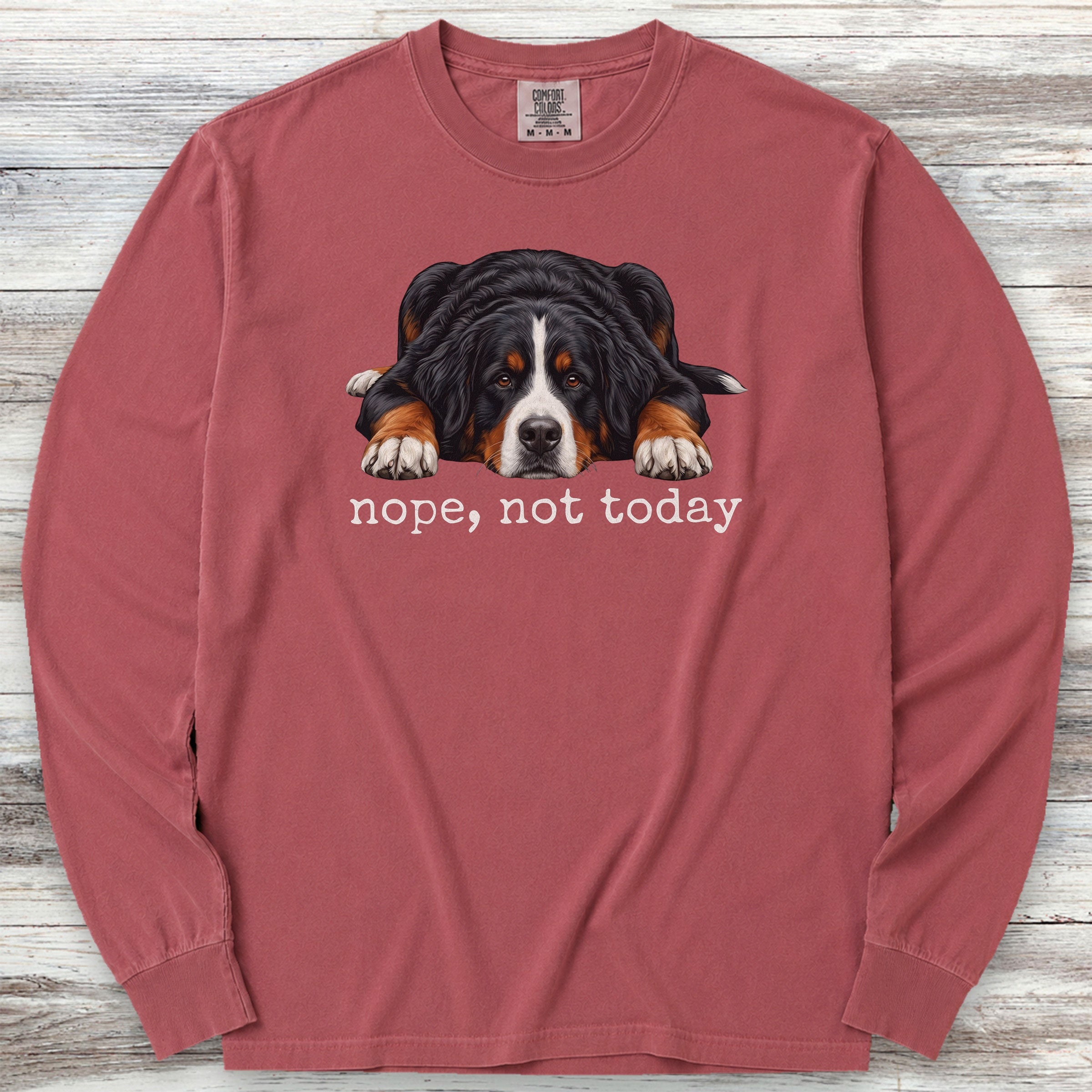 Swiss Mountain Dog Nope Long Sleeve Tee - Brick