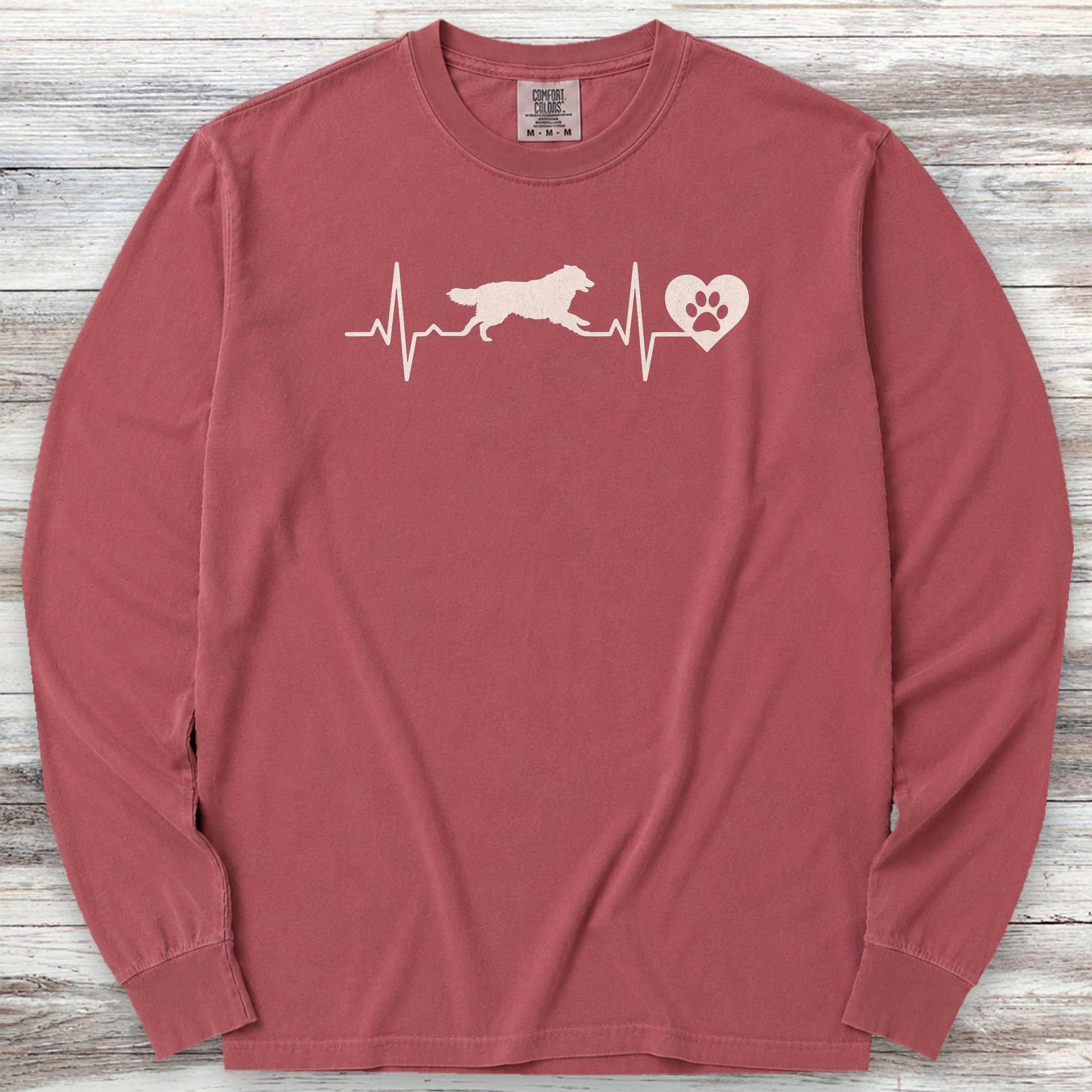 Australian Shepherd Heartbeat Long Sleeve Tee - Brick