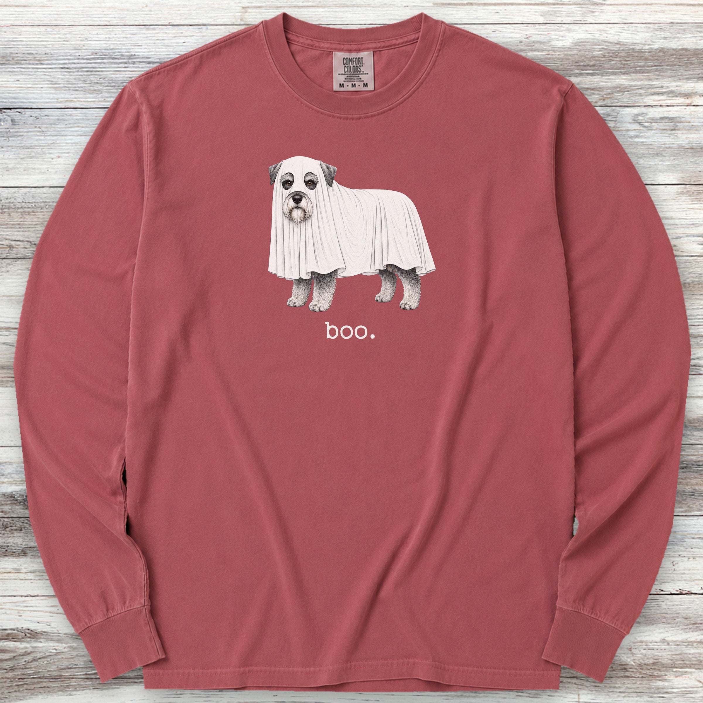 Miniature Schnauzer Boo Long Sleeve Tee - Brick