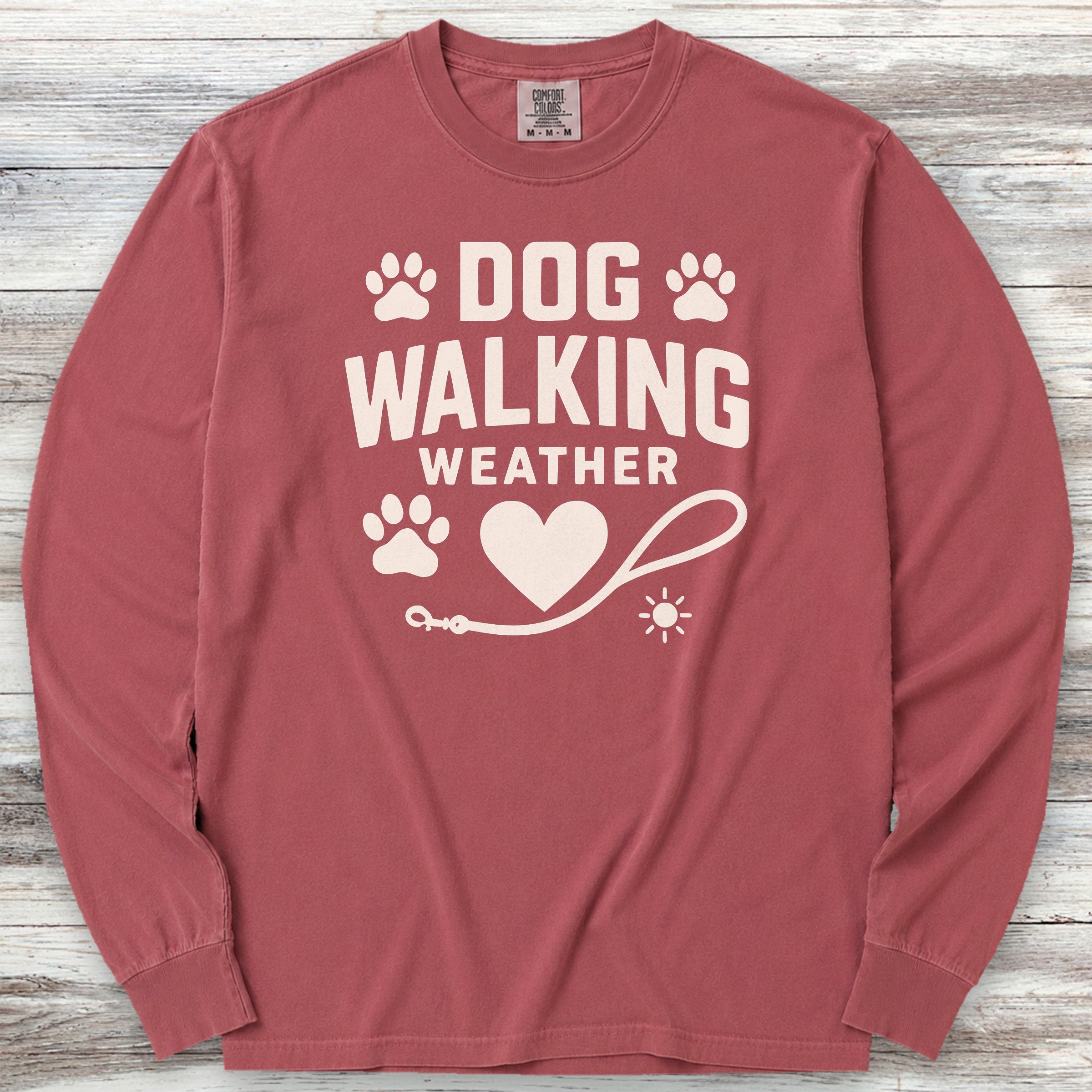 Dog Walking Weather Long Sleeve Tee - Brick